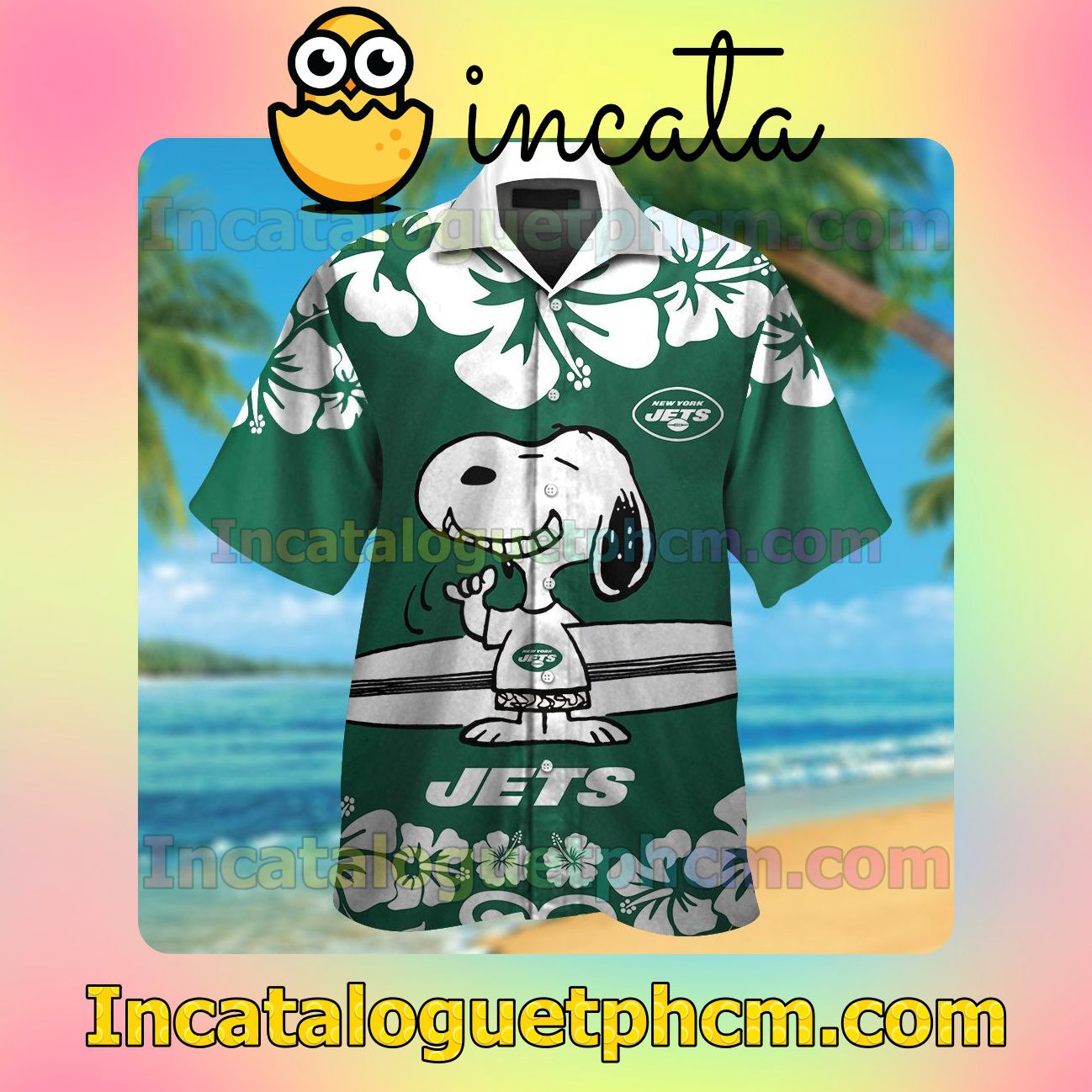 New York Jets & Snoopy Beach Vacation Shirt, Swim Shorts