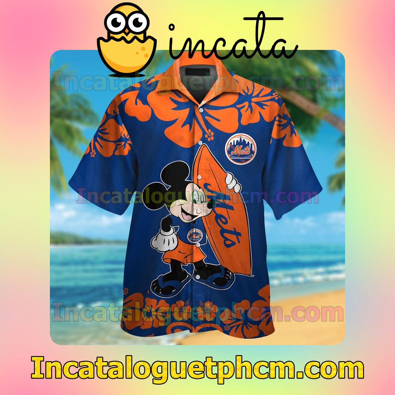 New York Mets Mickey Mouse Beach Vacation Shirt, Swim Shorts