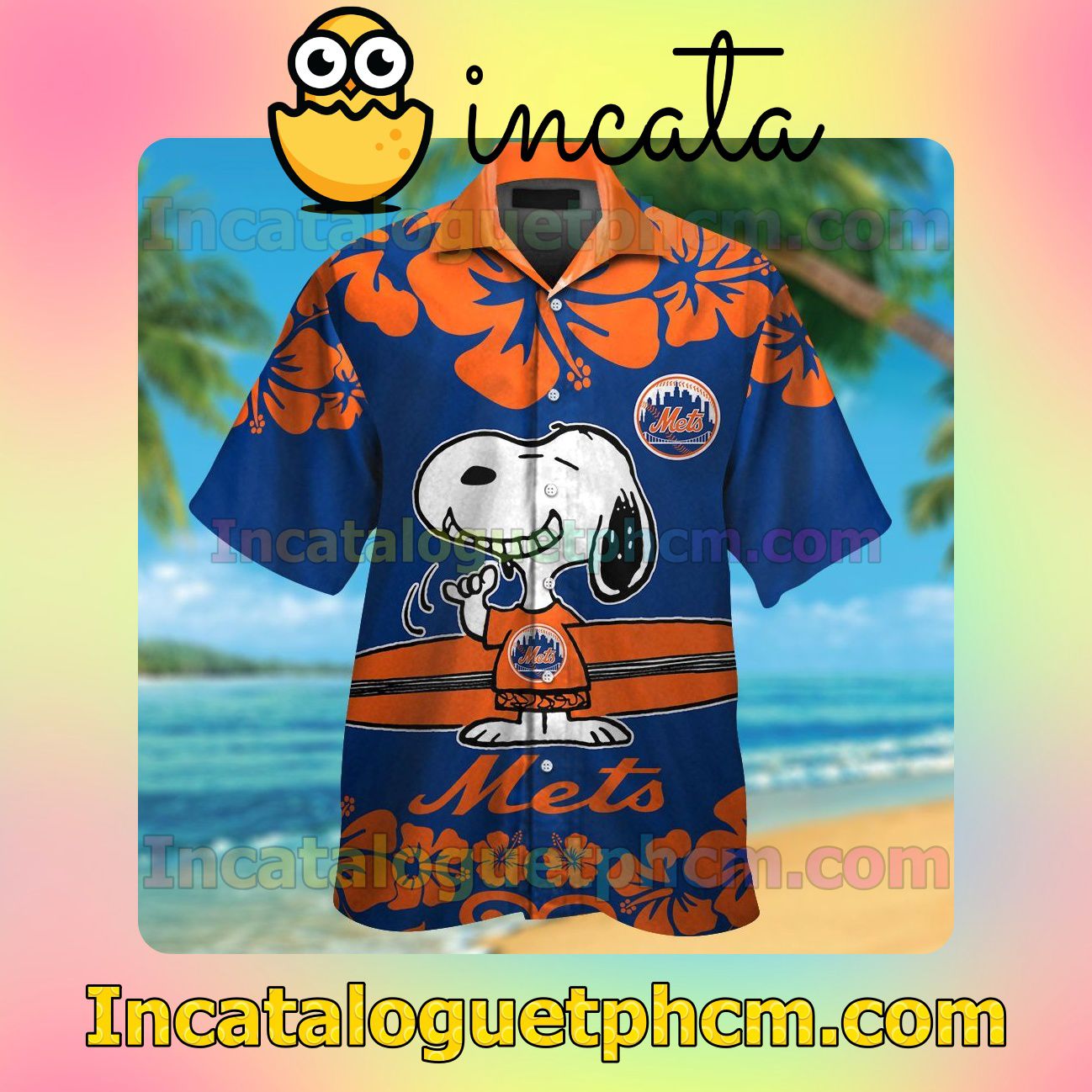 New York Mets Snoopy Beach Vacation Shirt, Swim Shorts