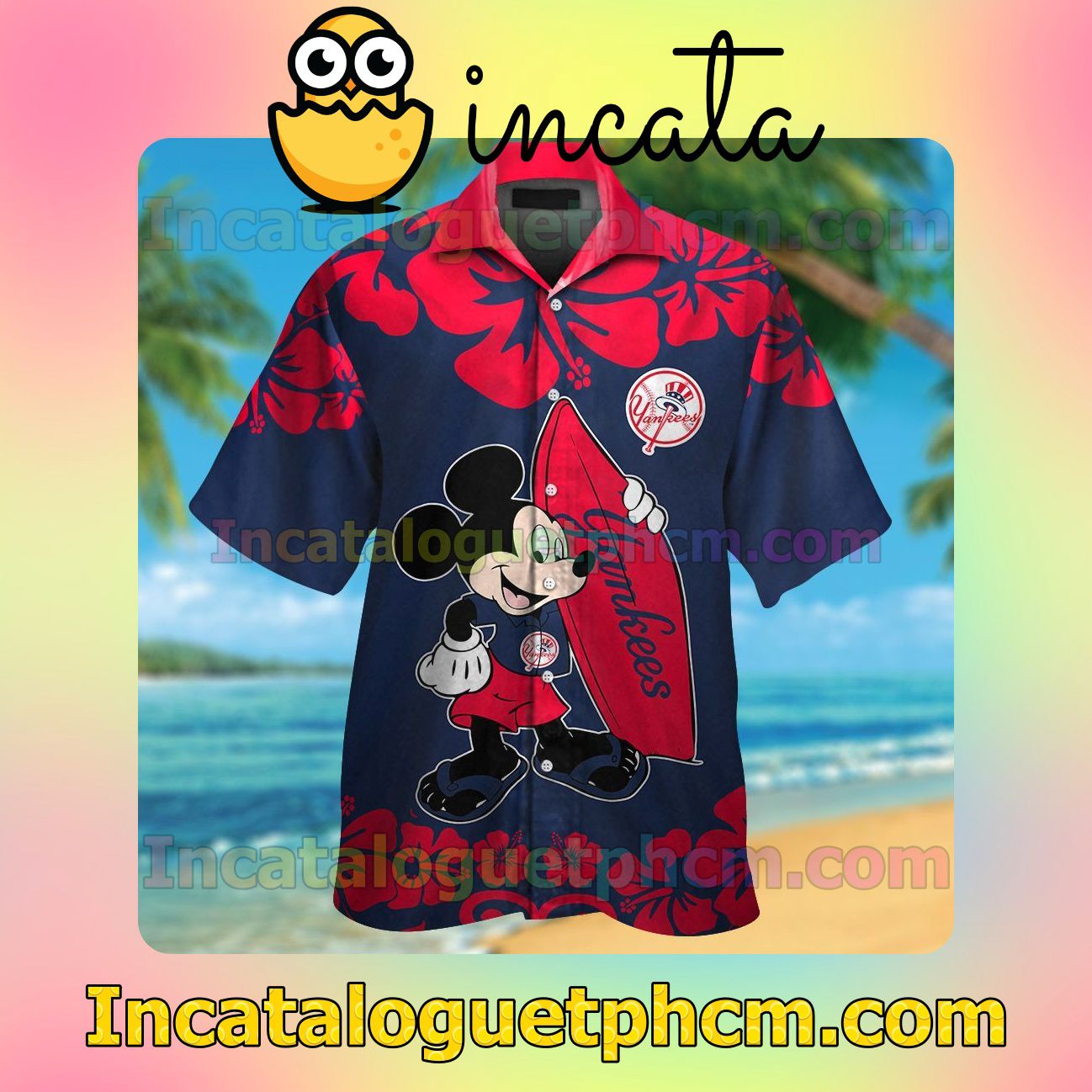 New York Yankees Mickey Mouse Beach Vacation Shirt, Swim Shorts