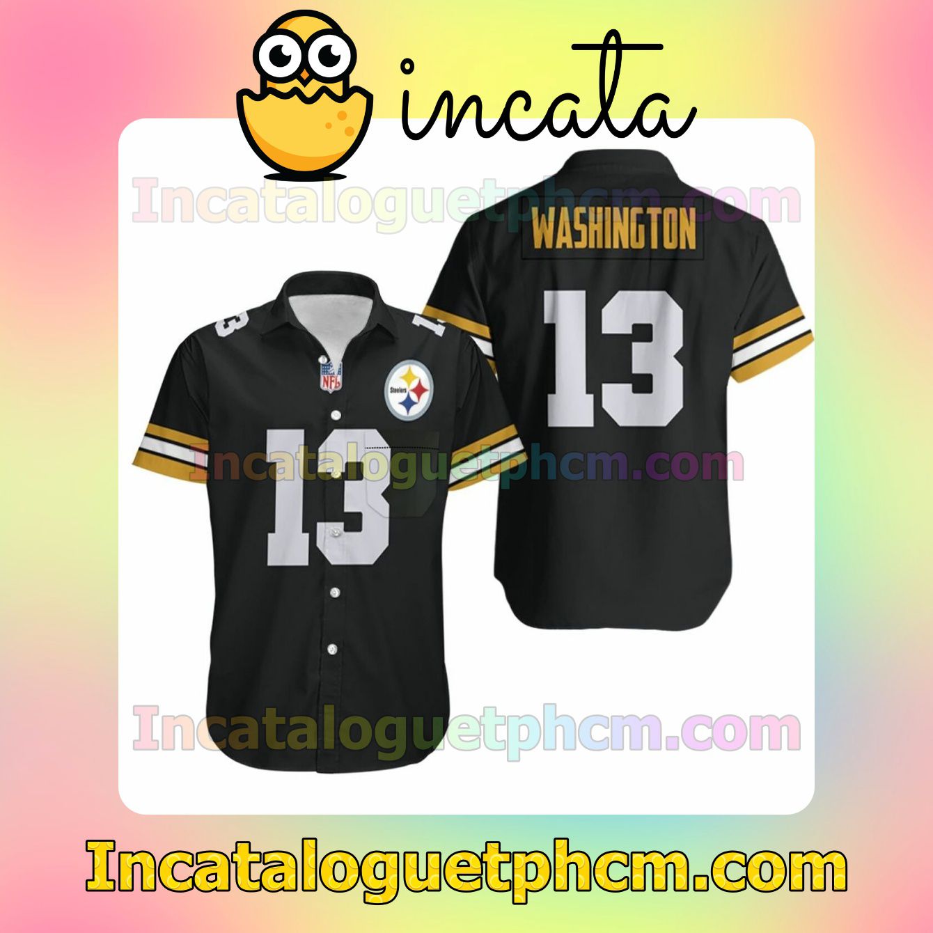 Nfl Pittsburgh Steelers James Washington 13 Black Jersey Inspired Style Custom Short Sleeve Shirt