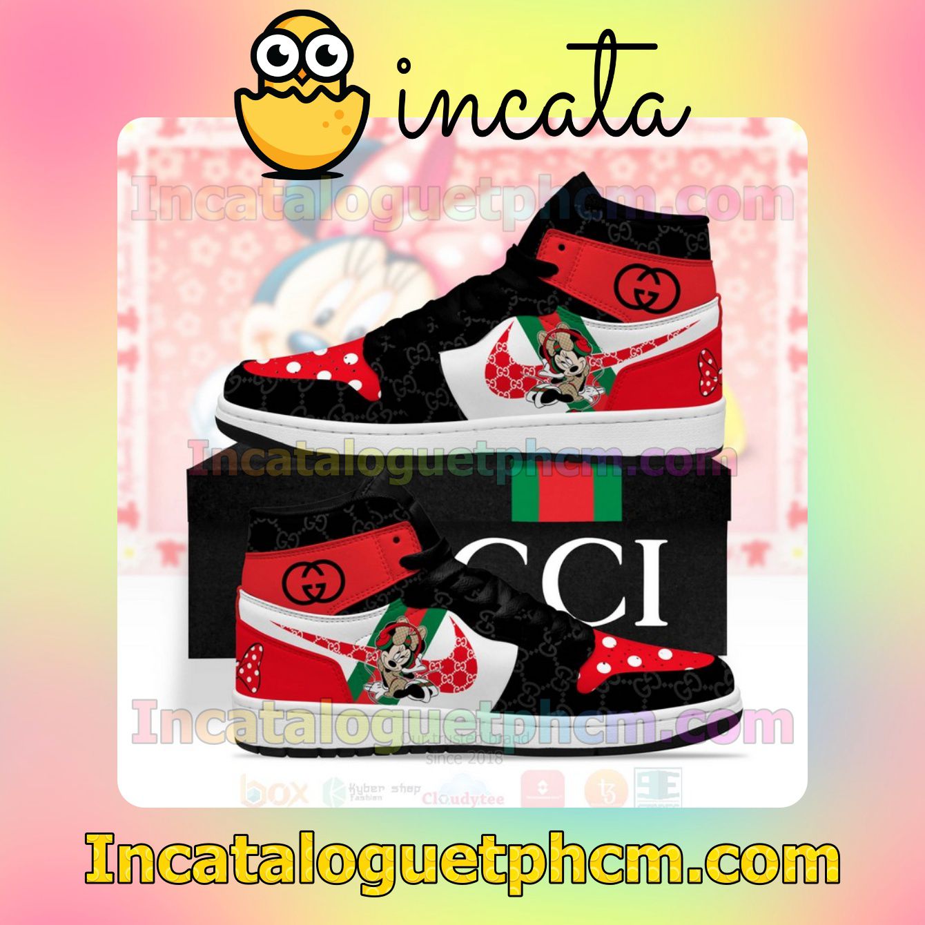 Nike Gucci Minnie Mouse High Top Air Jordan 1 Inspired Shoes