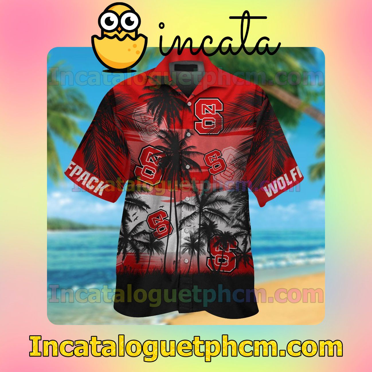 North Carolina State Wolfpack Beach Vacation Shirt, Swim Shorts