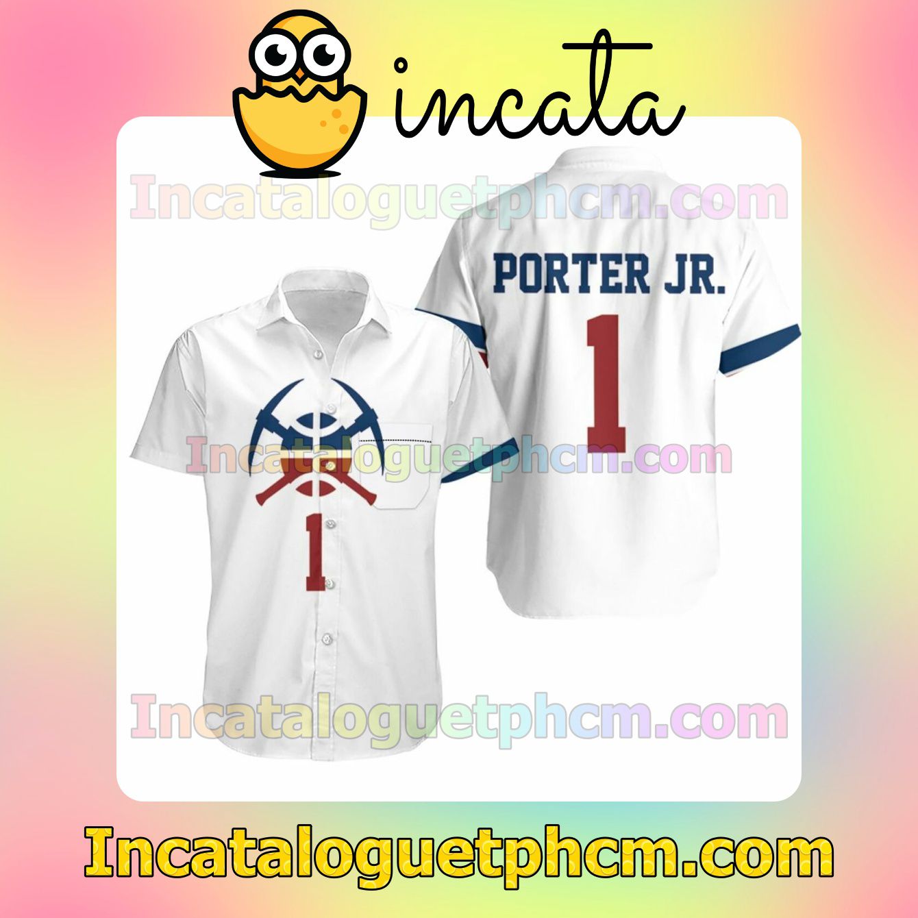 Nuggets Michael Porter Jr 2020-21 Earned Edition White Jersey Inspired Custom Short Sleeve Shirt