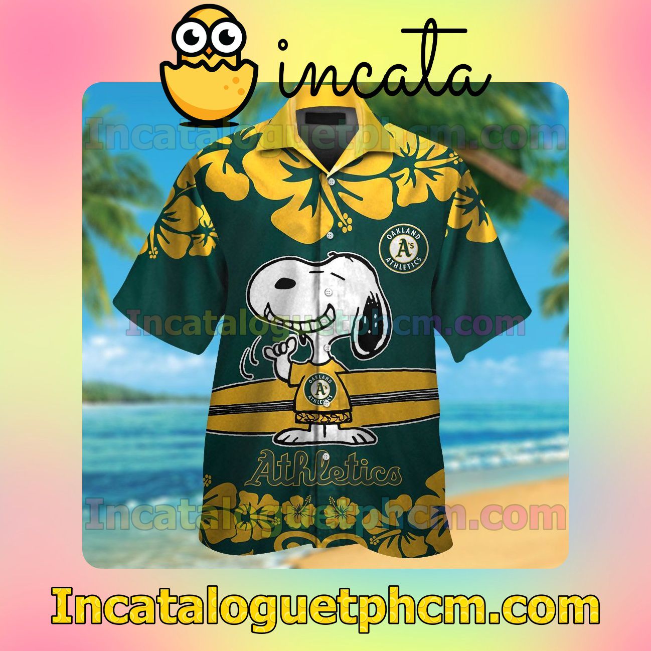Oakland Athletics Snoopy Beach Vacation Shirt, Swim Shorts