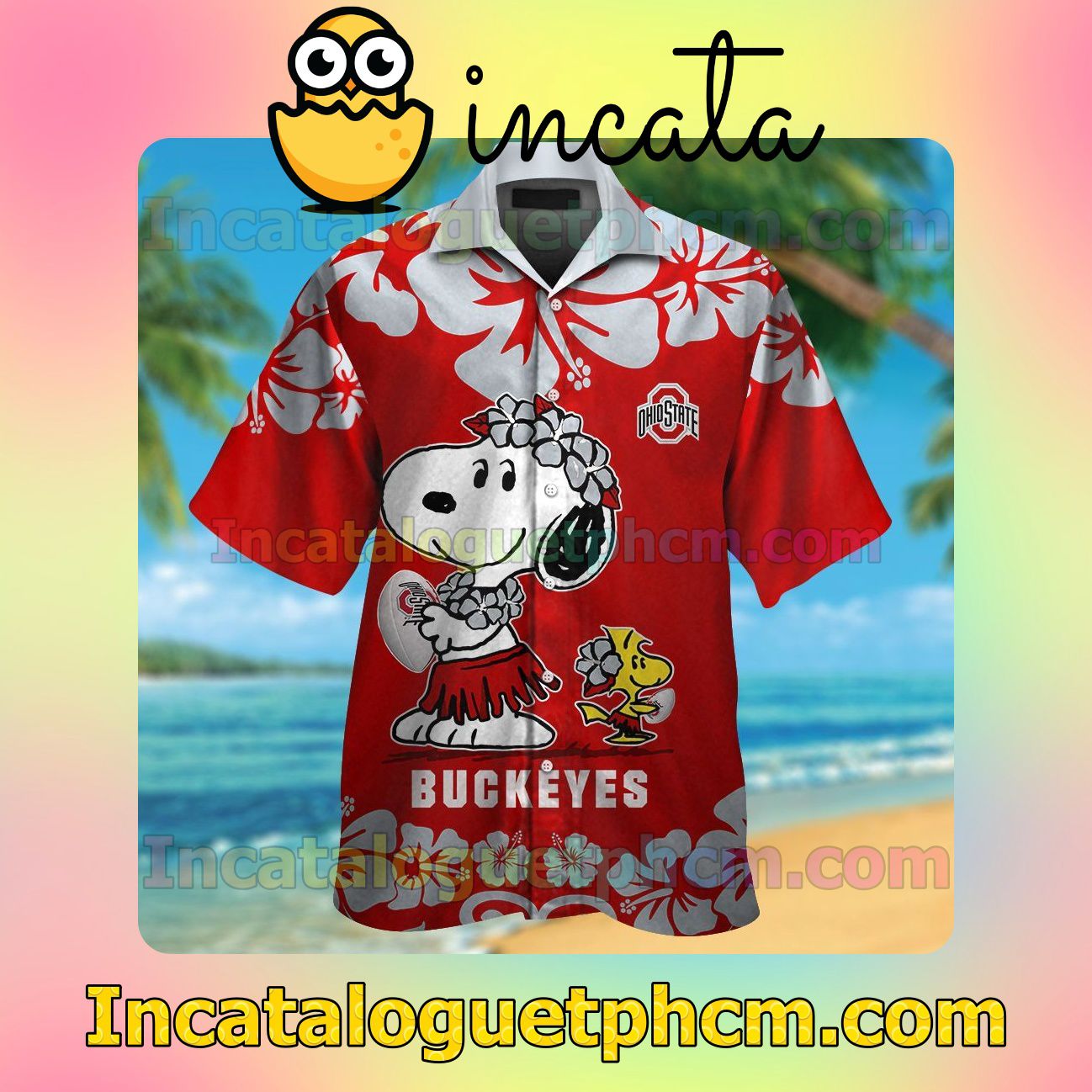 Ohio State Buckeyes & Snoopy Beach Vacation Shirt, Swim Shorts
