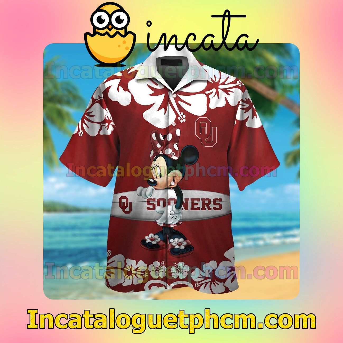 Oklahoma Sooners & Minnie Mouse Beach Vacation Shirt, Swim Shorts