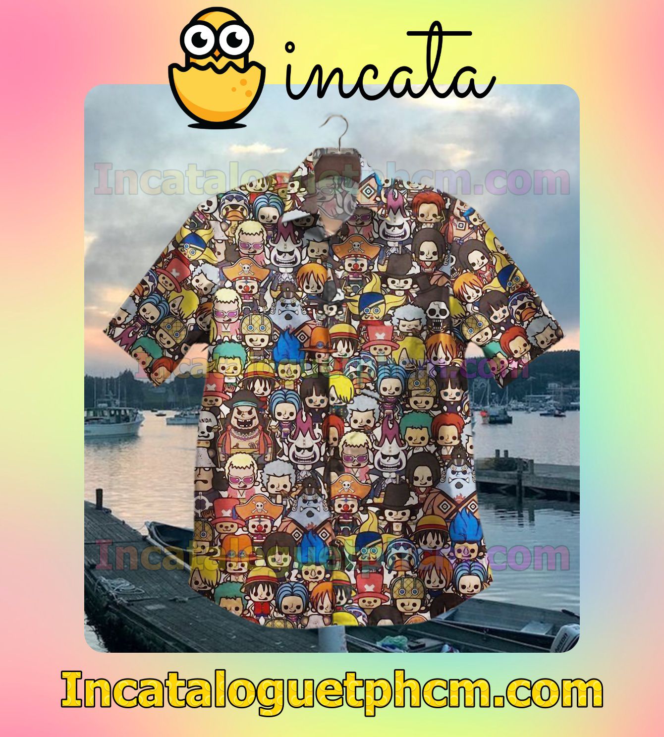 One Piece Chibi Characters Full Print Men Vacation Shirts