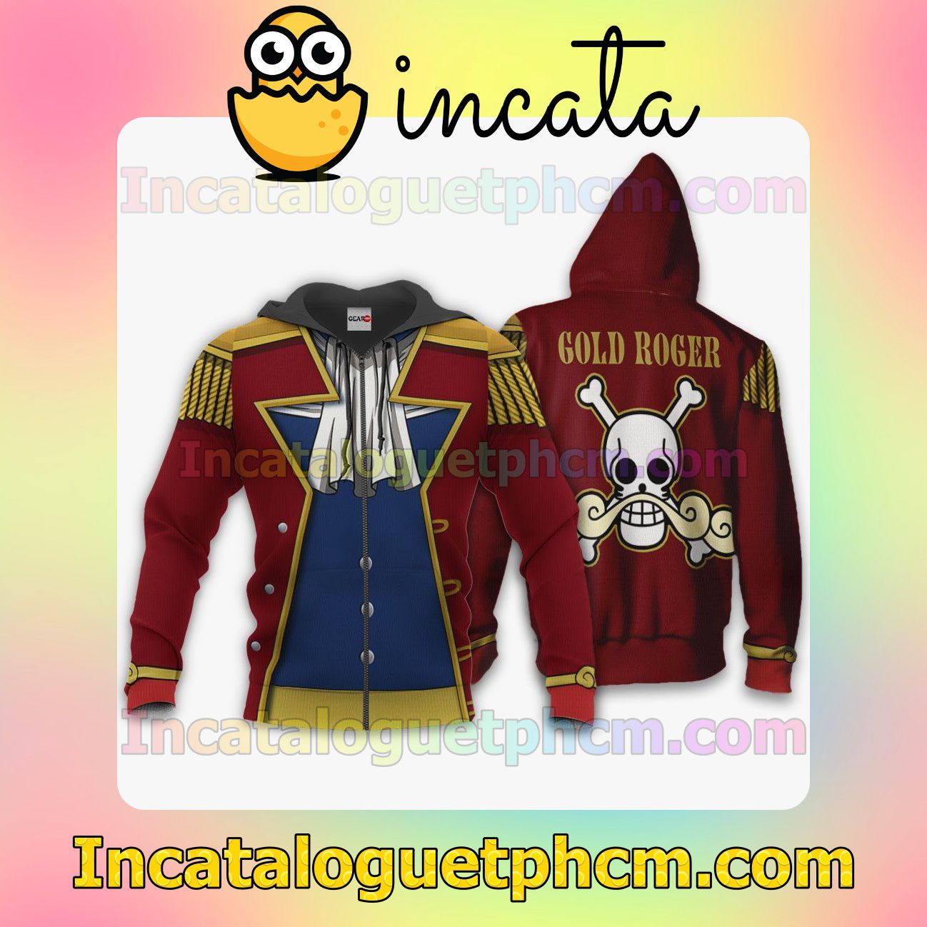 One Piece Gol D. Roger Costume Anime Clothing Merch Zip Hoodie Jacket Shirts