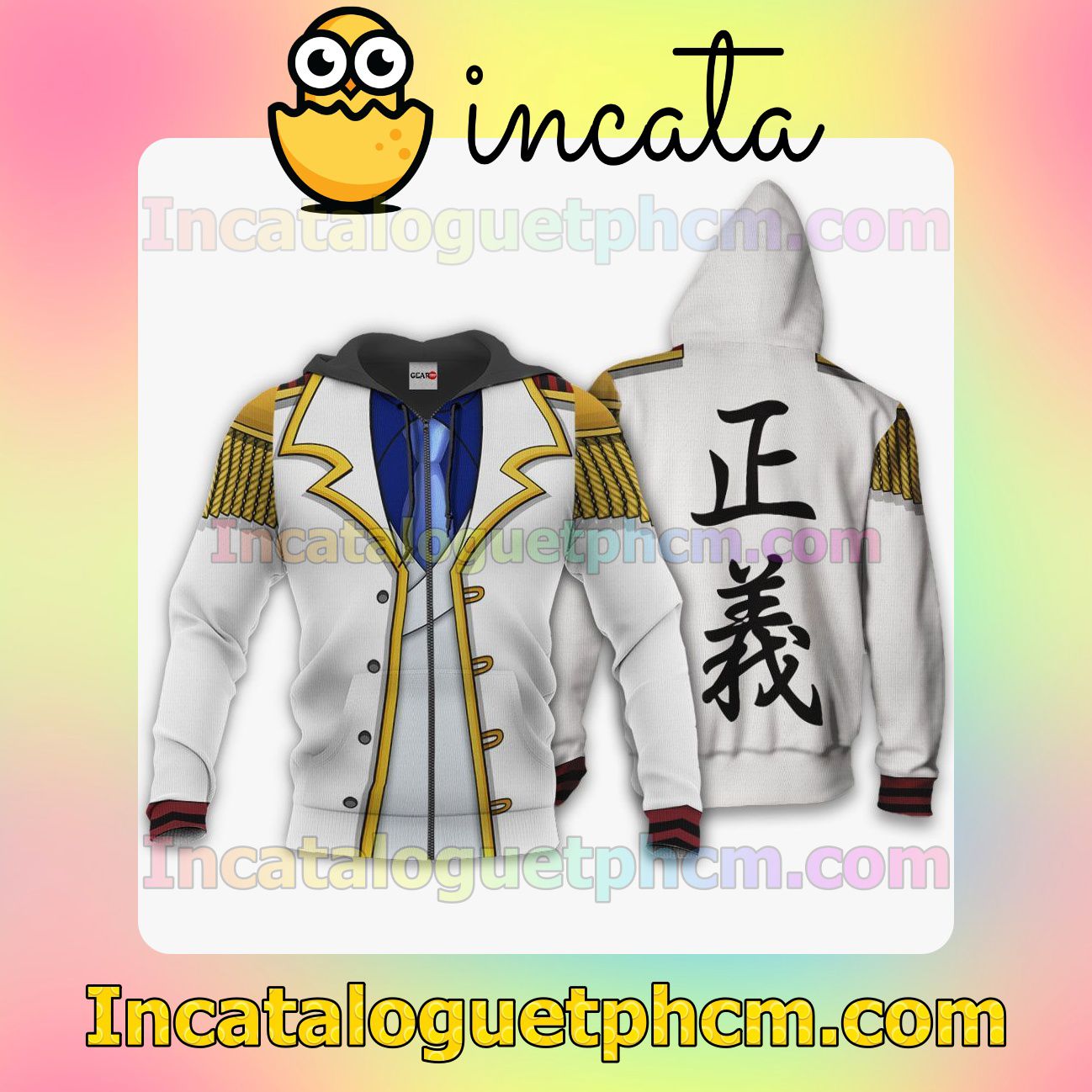 One Piece Monkey D Garp Uniform Anime Clothing Merch Zip Hoodie Jacket Shirts