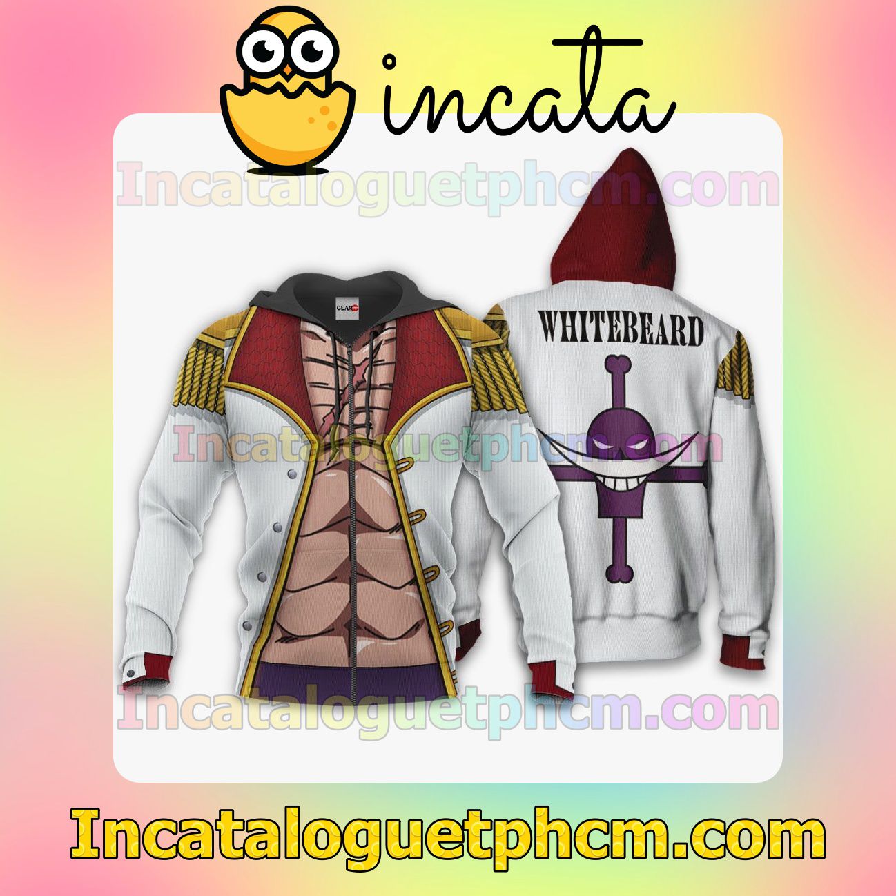 One Piece Whitebeard Uniform Anime Clothing Merch Zip Hoodie Jacket Shirts