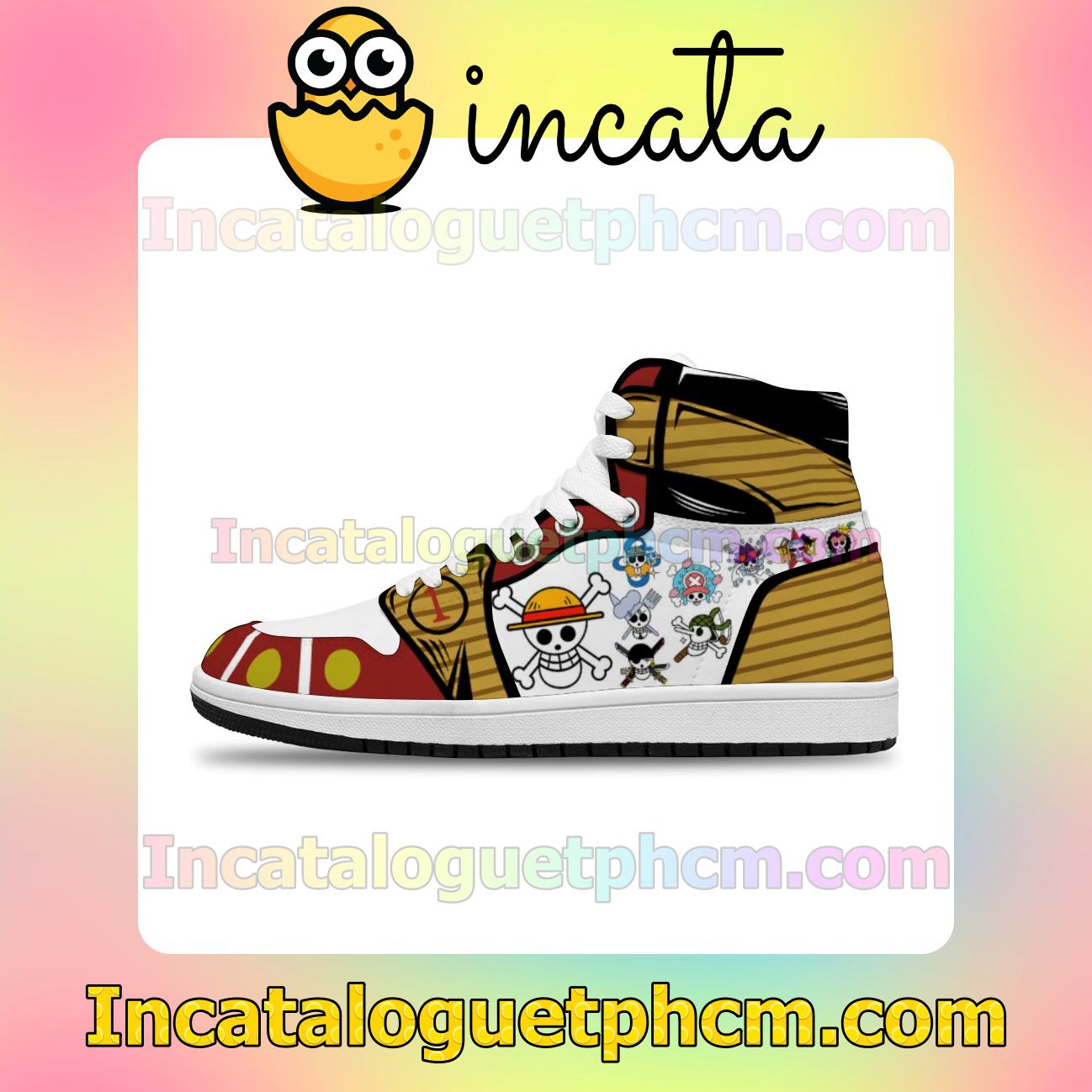 One Piece,Straw Hat Jolly Roger Air Jordan 1 Inspired Shoes