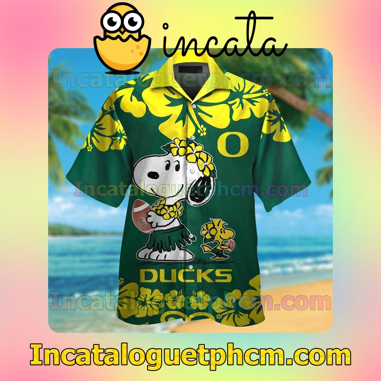 Oregon Ducks & Snoopy Beach Vacation Shirt, Swim Shorts