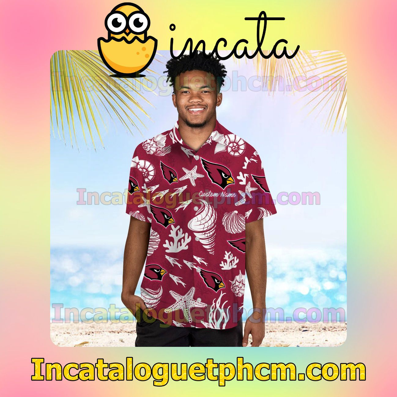 Personalized Arizona Cardinals Beach Vacation Shirt, Swim Shorts