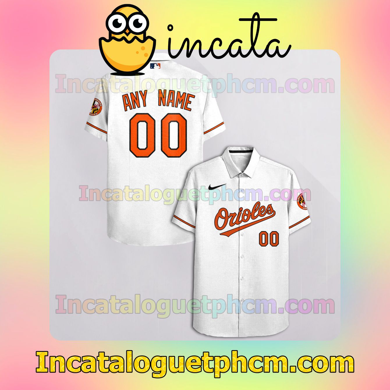 Personalized Baltimore Orioles White Gift For Fans Button Shirt And Swim Trunk