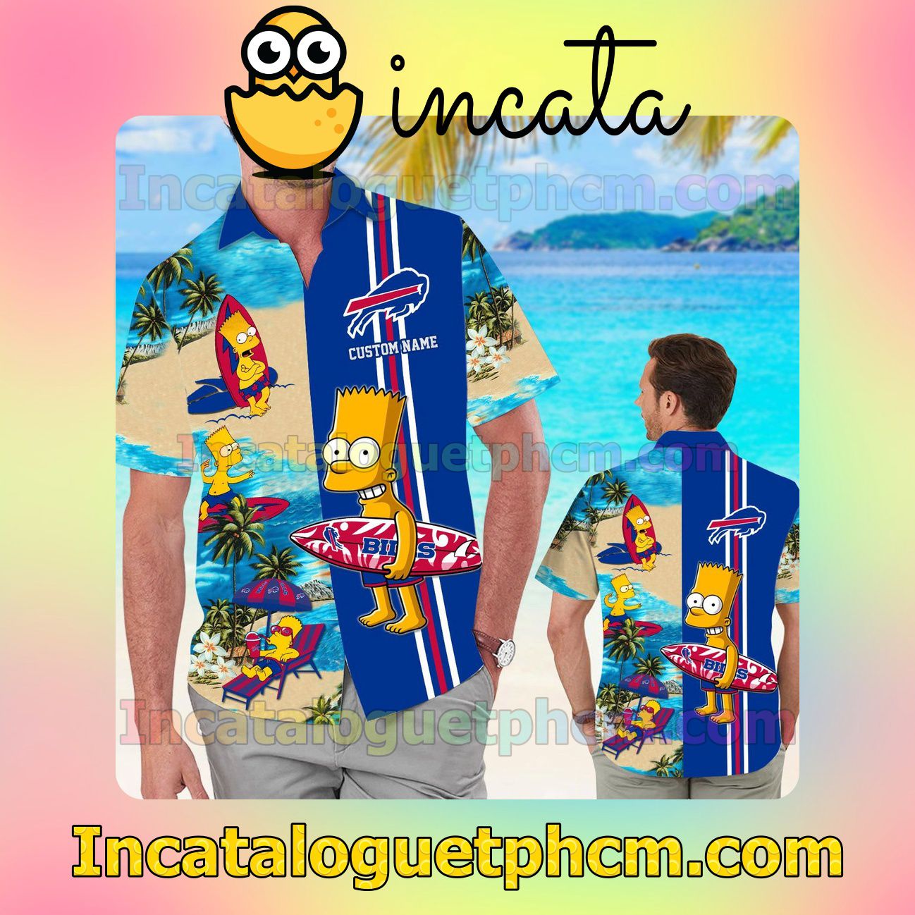 Personalized Buffalo Bills Simpsons Beach Vacation Shirt, Swim Shorts