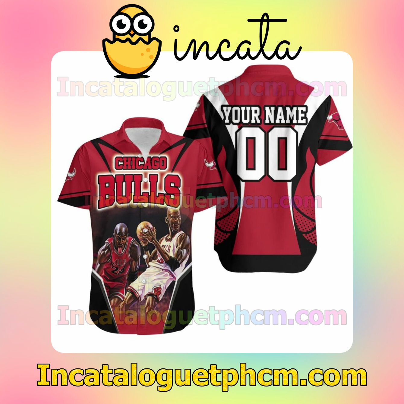 Personalized Chicago Bulls Michael Jordan Legends Red Black Custom Short Sleeve Shirt
