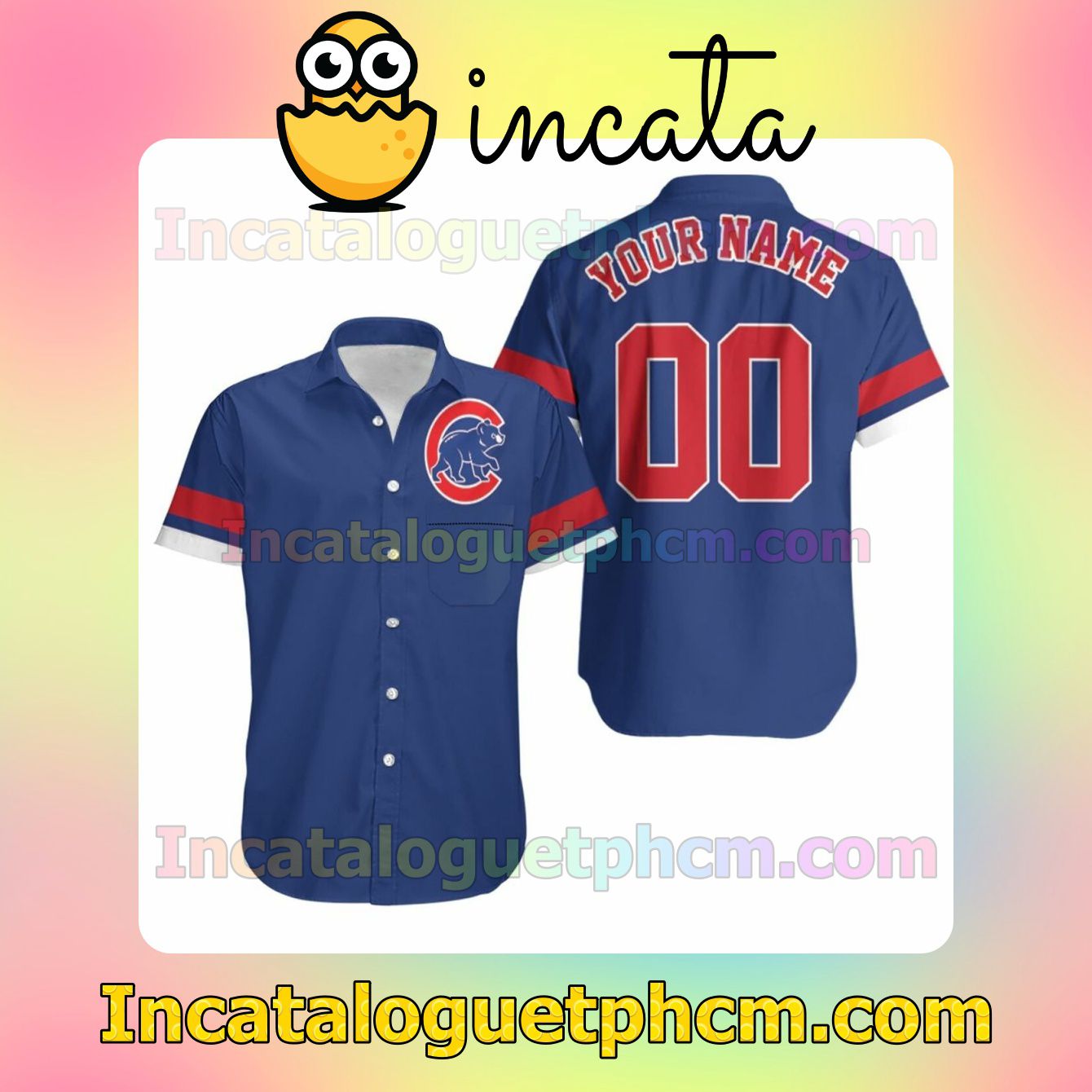 Personalized Chicago Cubs Royal Jersey Inspired Style Custom Short Sleeve Shirt