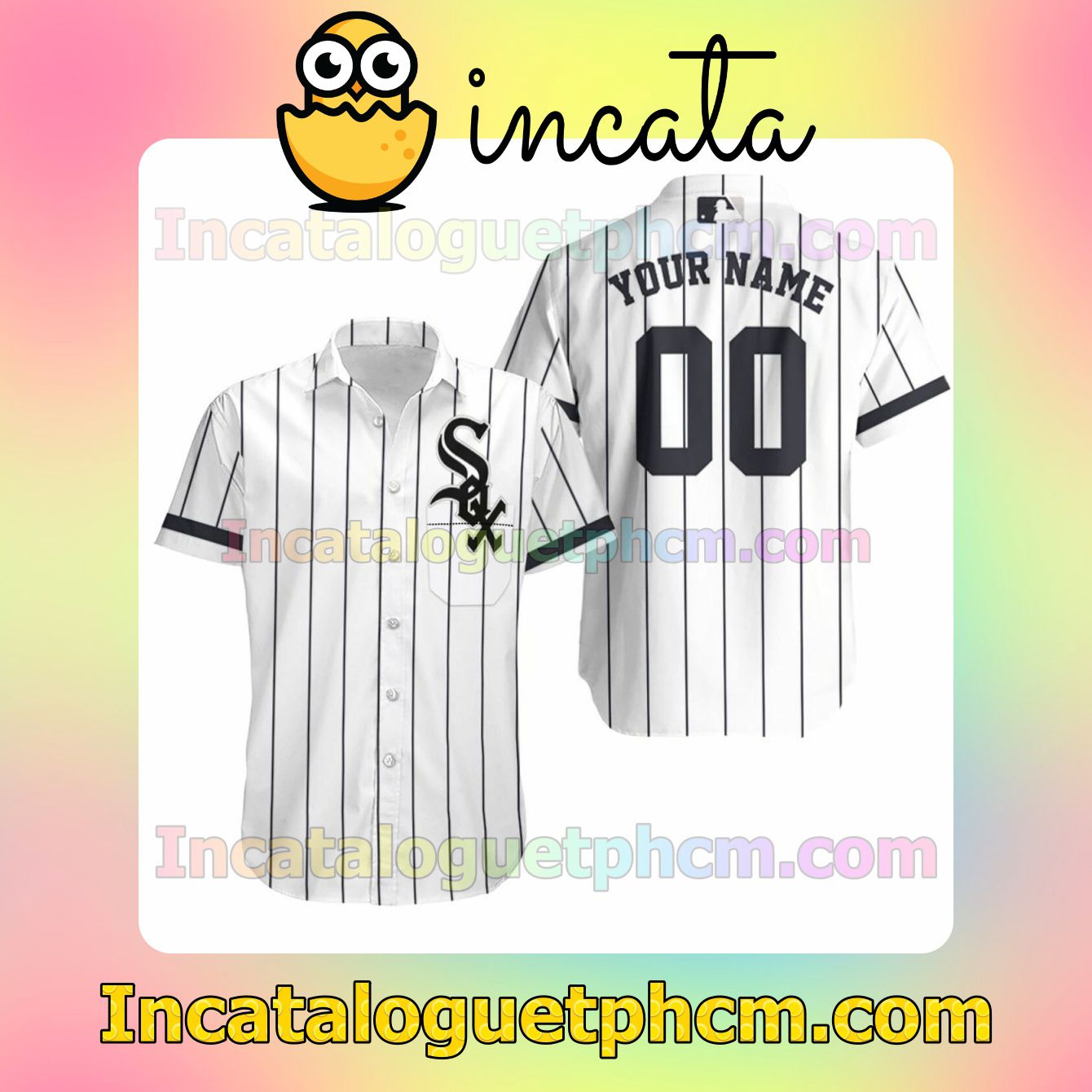 Personalized Chicago White Sox Thin Black Stripe Custom Short Sleeve Shirt
