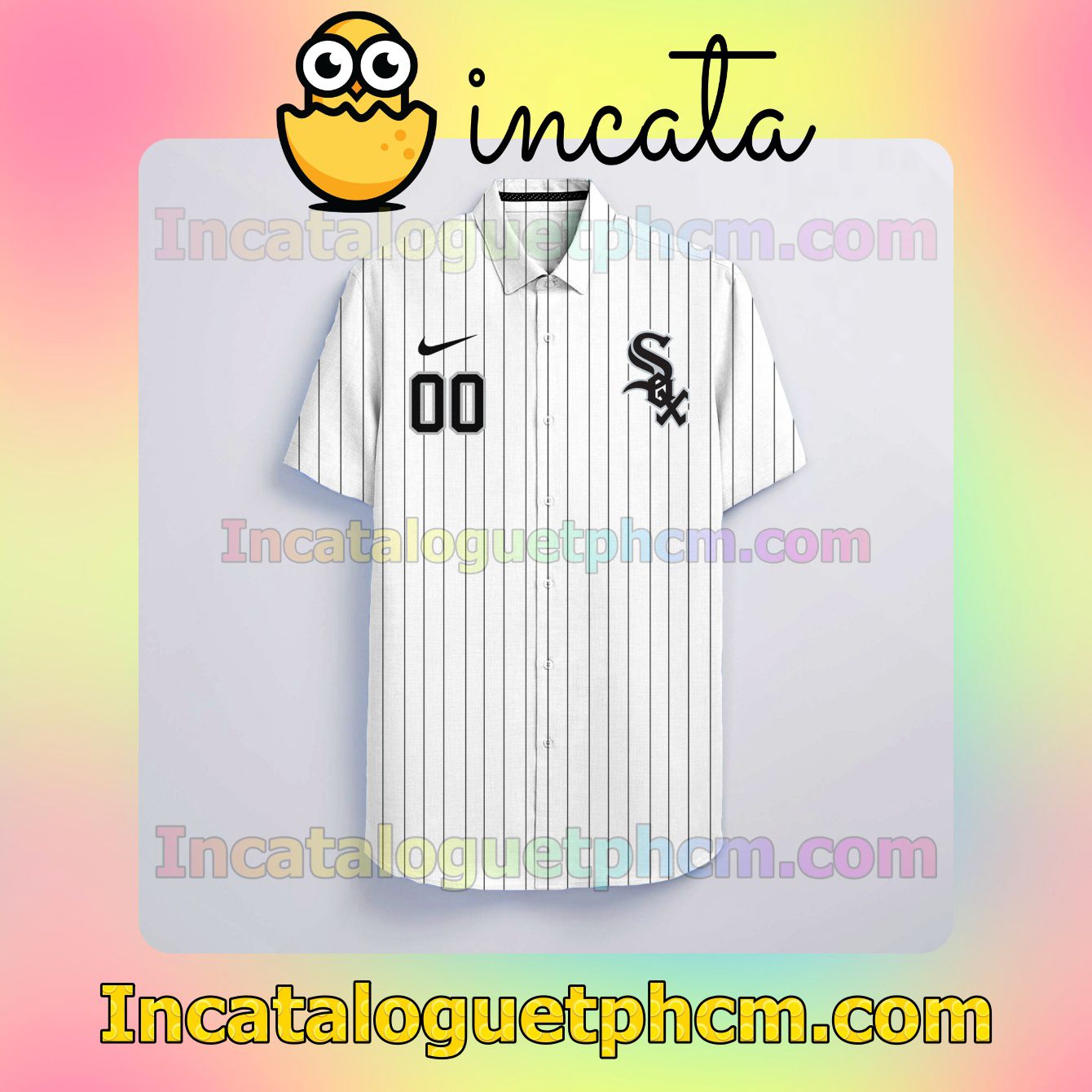 Personalized Chicago White Sox White Gift For Fans Button Shirt And Swim Trunk