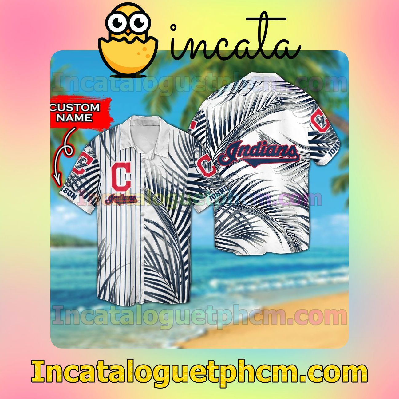 Personalized Cleveland Indians Beach Vacation Shirt, Swim Shorts