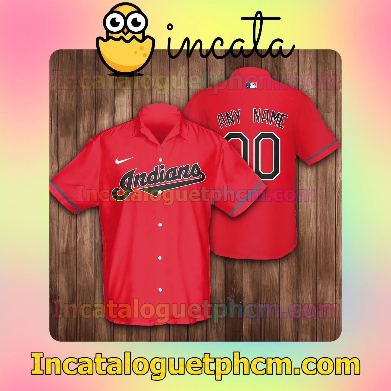 Personalized Cleveland Indians,Cleveland Guardians Baseball Red Button Shirt And Swim Trunk