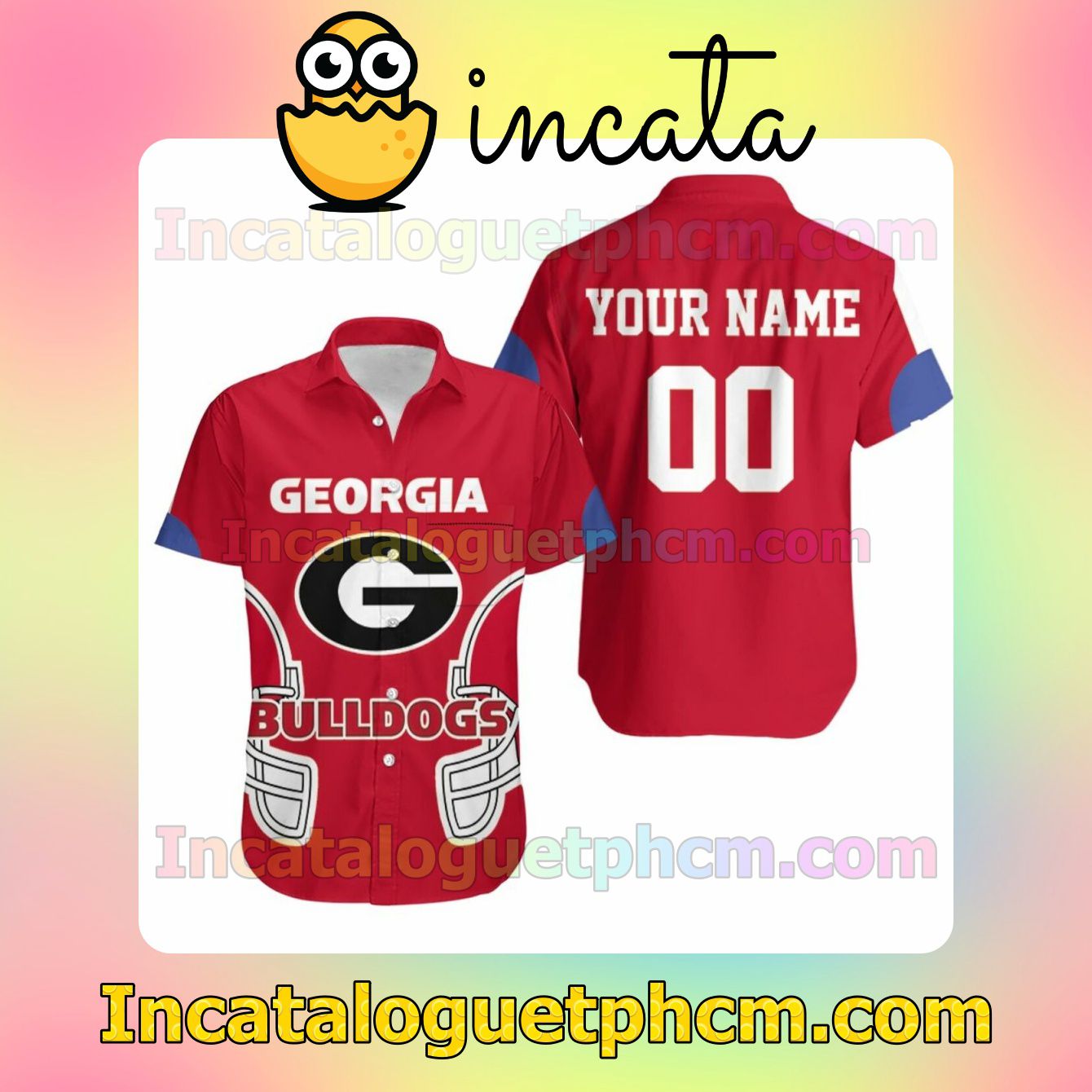 Personalized Georgia Bulldogs Ncaa Red Custom Short Sleeve Shirt