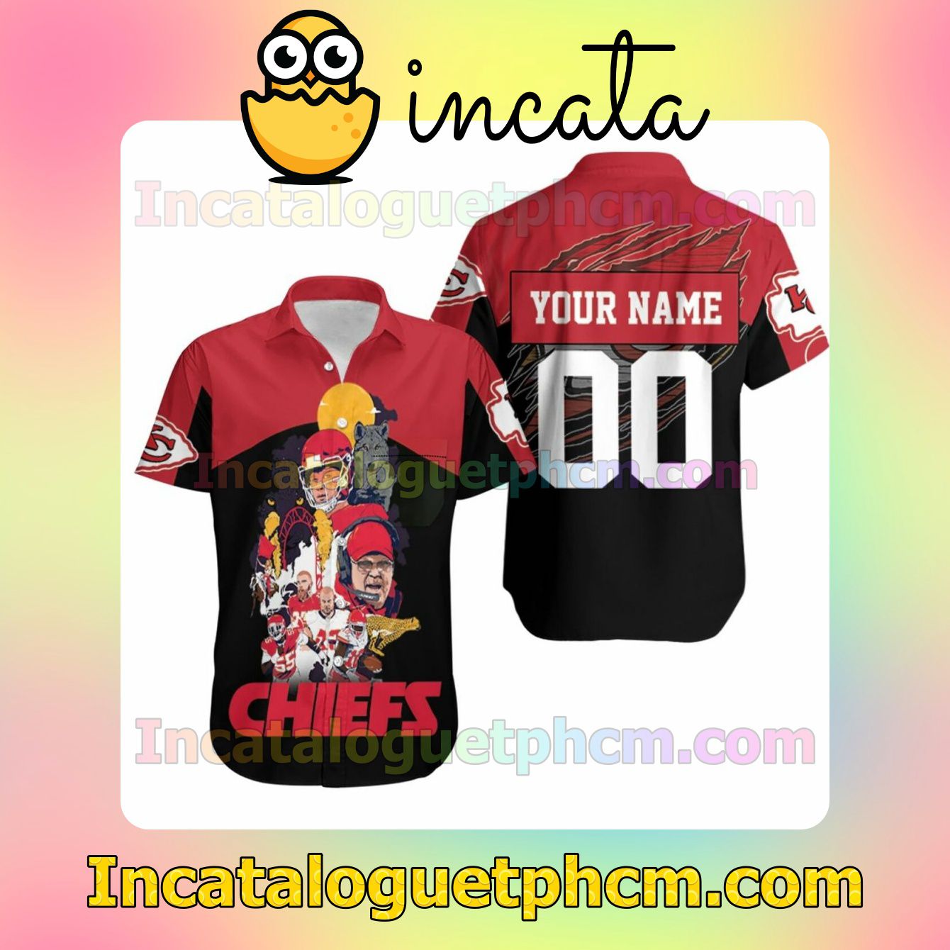 Personalized Kansas City Chiefs Andy Reid And Team Wolf Nfl 2020 Super Bowl Custom Short Sleeve Shirt