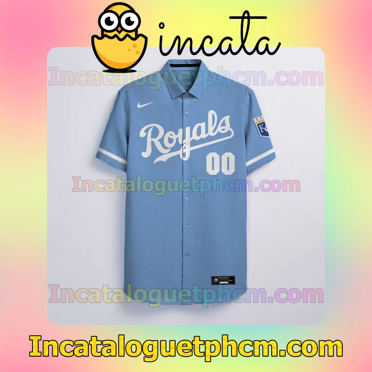 Personalized Kansas City Royals Blue Gift For Fans Button Shirt And Swim Trunk