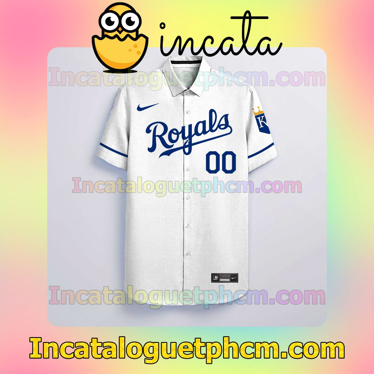 Personalized Kansas City Royals White Gift For Fans Button Shirt And Swim Trunk