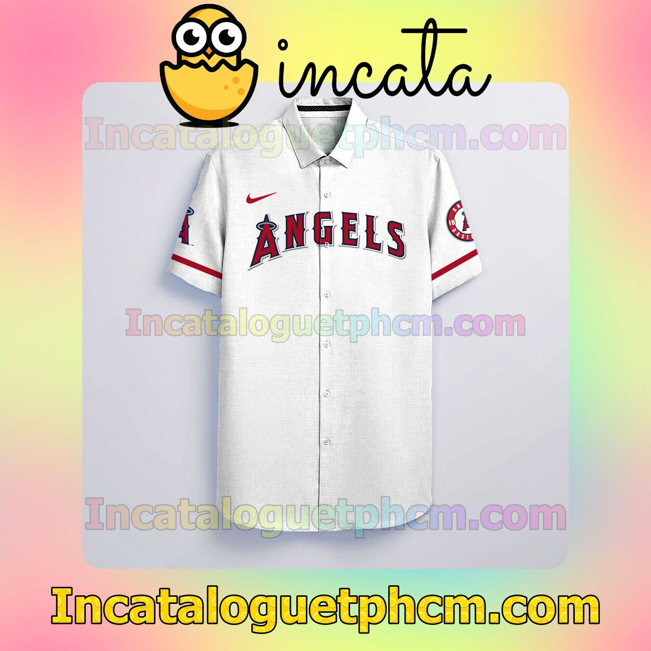 Personalized Los Angeles Angels White Gift For Fans Button Shirt And Swim Trunk