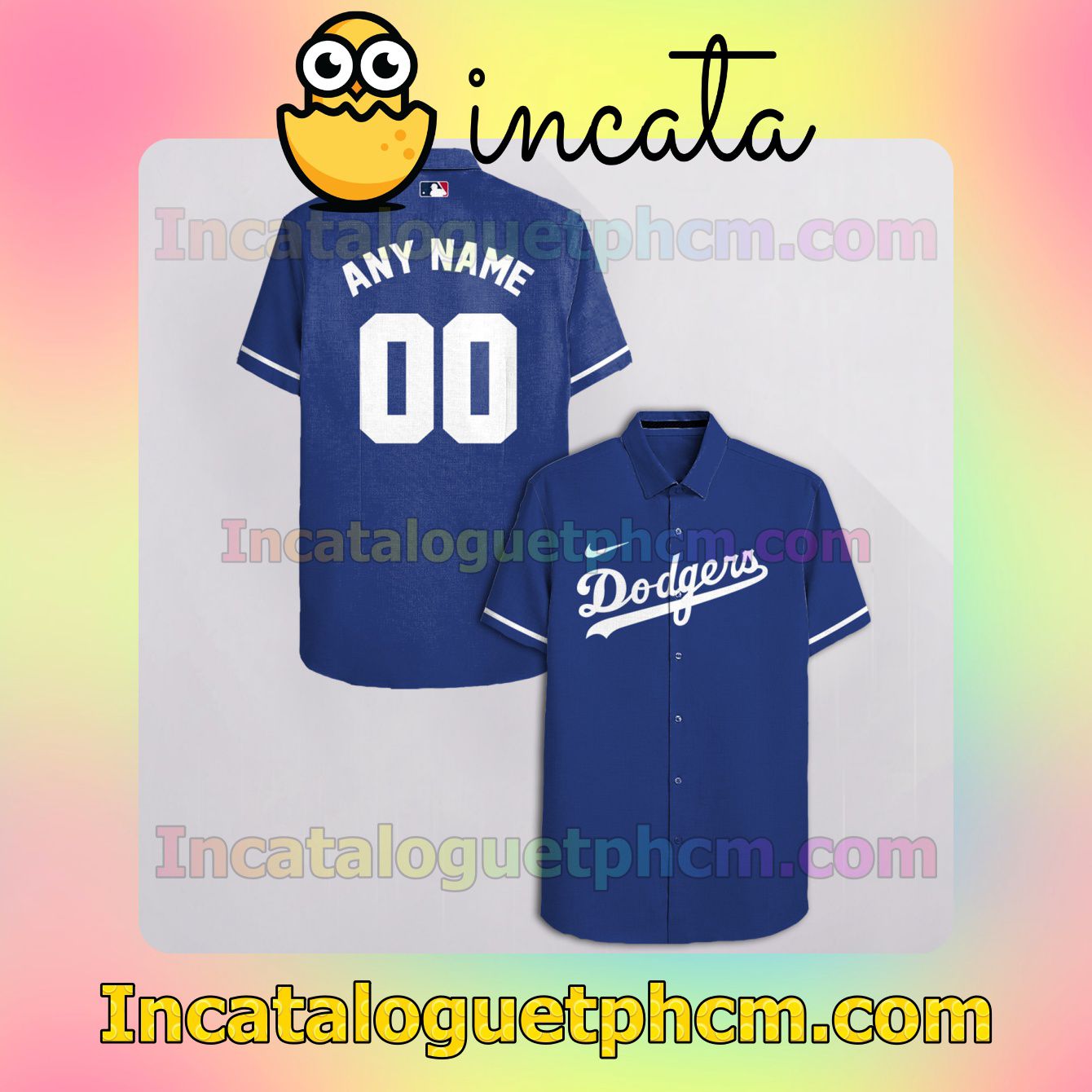 Personalized Los Angeles Dodgers Blue Packer Lover Button Shirt And Swim Trunk