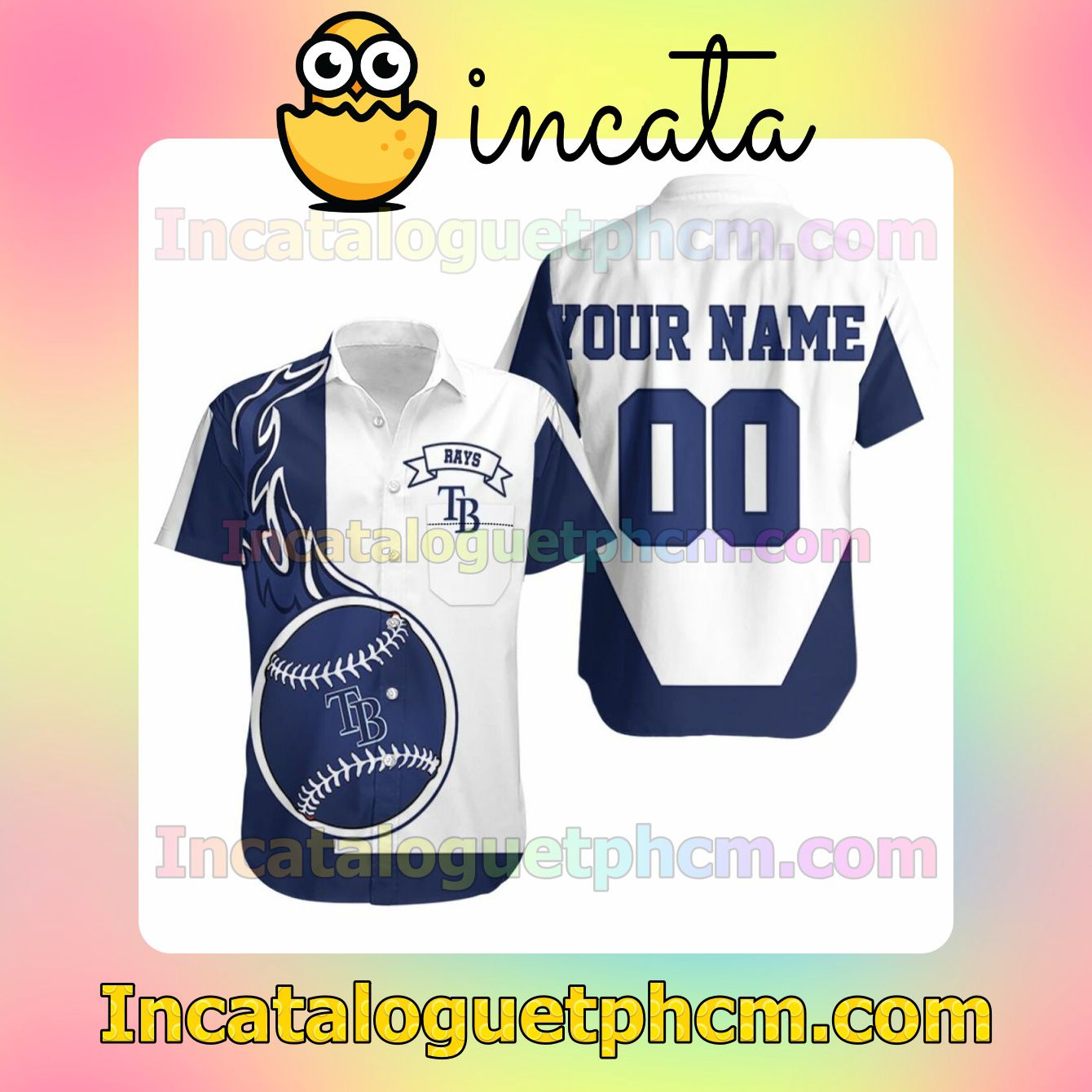 Personalized Name And Number Mlb Tampa Bay Rays Custom Short Sleeve Shirt