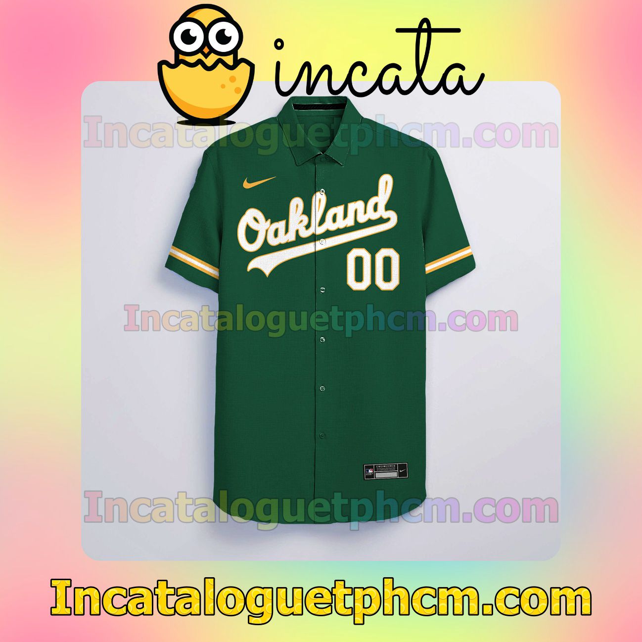 Personalized Oakland Athletics Button Shirt And Swim Trunk