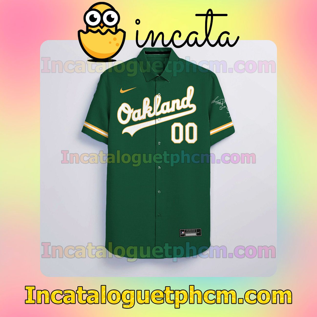 Personalized Oakland Athletics Green Gift For Fans Button Shirt And Swim Trunk