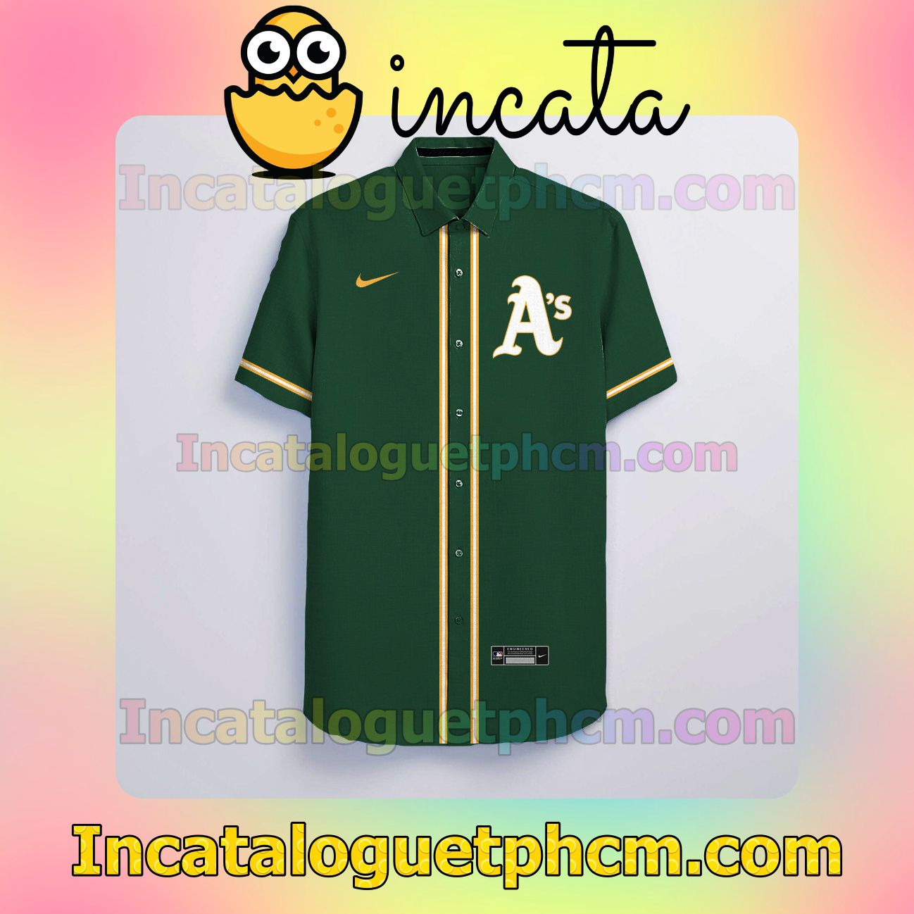 Personalized Oakland Athletics Green Packer Lover Button Shirt And Swim Trunk