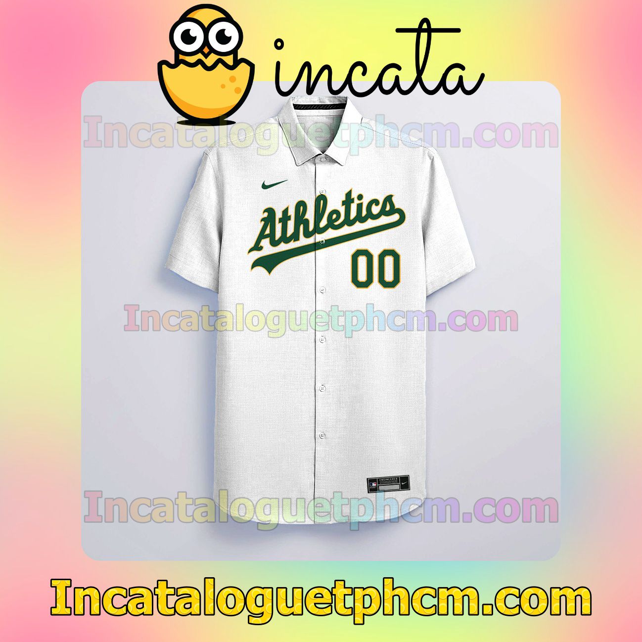 Personalized Oakland Athletics White Gift For Fans Button Shirt And Swim Trunk