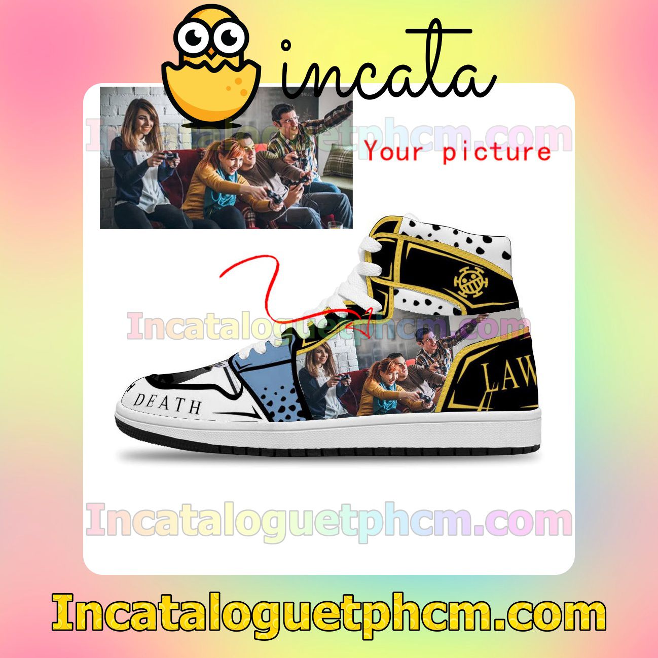 Personalized One Piece Custom Shoes Trafalgar Law Room Personalized Anime Air Jordan 1 Inspired Shoes