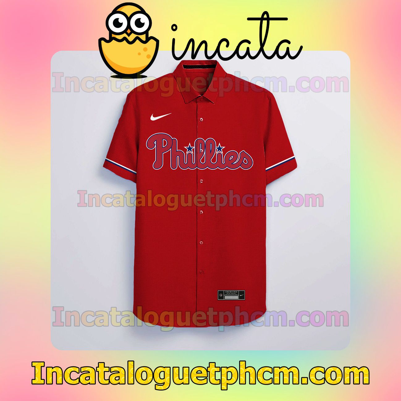 Personalized Philadelphia Phillies Red Button Shirt And Swim Trunk