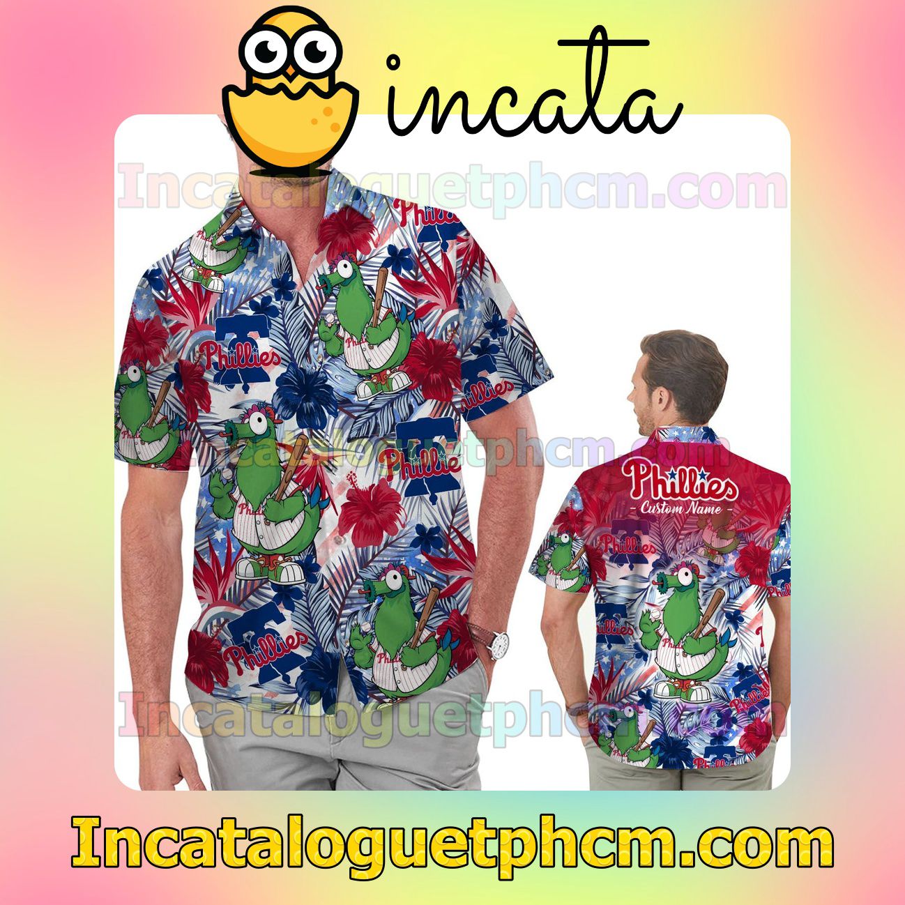Personalized Philadelphia Phillies Tropical Floral America Flag For MLB Football Lovers Beach Vacation Shirt, Swim Shorts