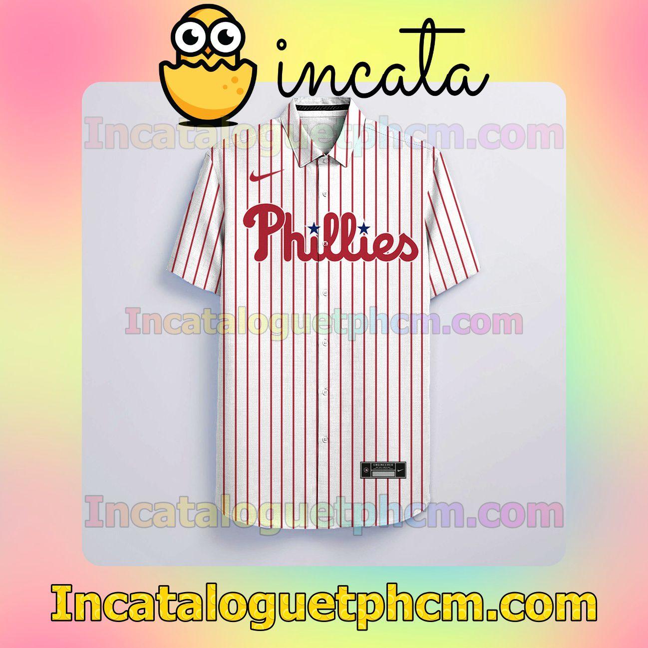 Personalized Philadelphia Phillies White Button Shirt And Swim Trunk