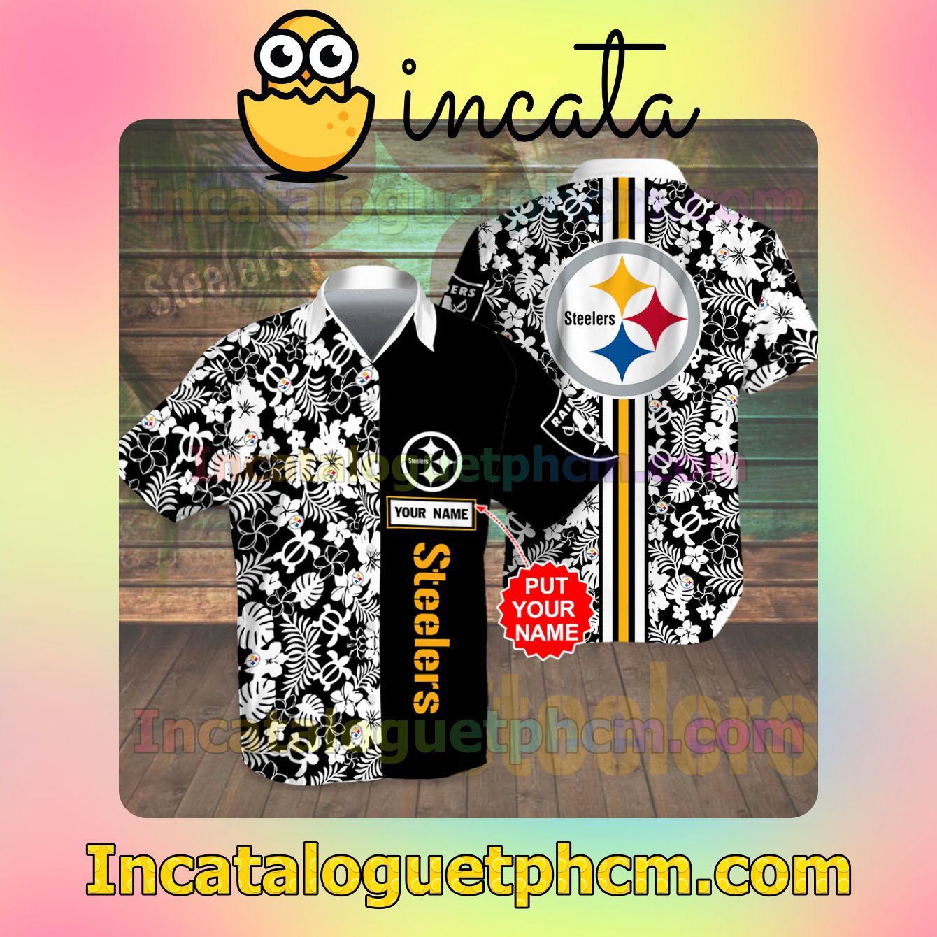 Personalized Pittsburgh Steelers Beach Vacation Shirt, Swim Shorts