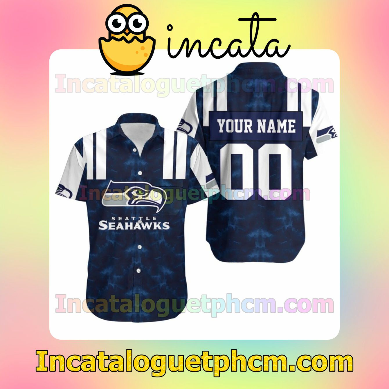 Personalized Seattle Seahawks Nfl For Seahawks Navy Galaxy Custom Short Sleeve Shirt