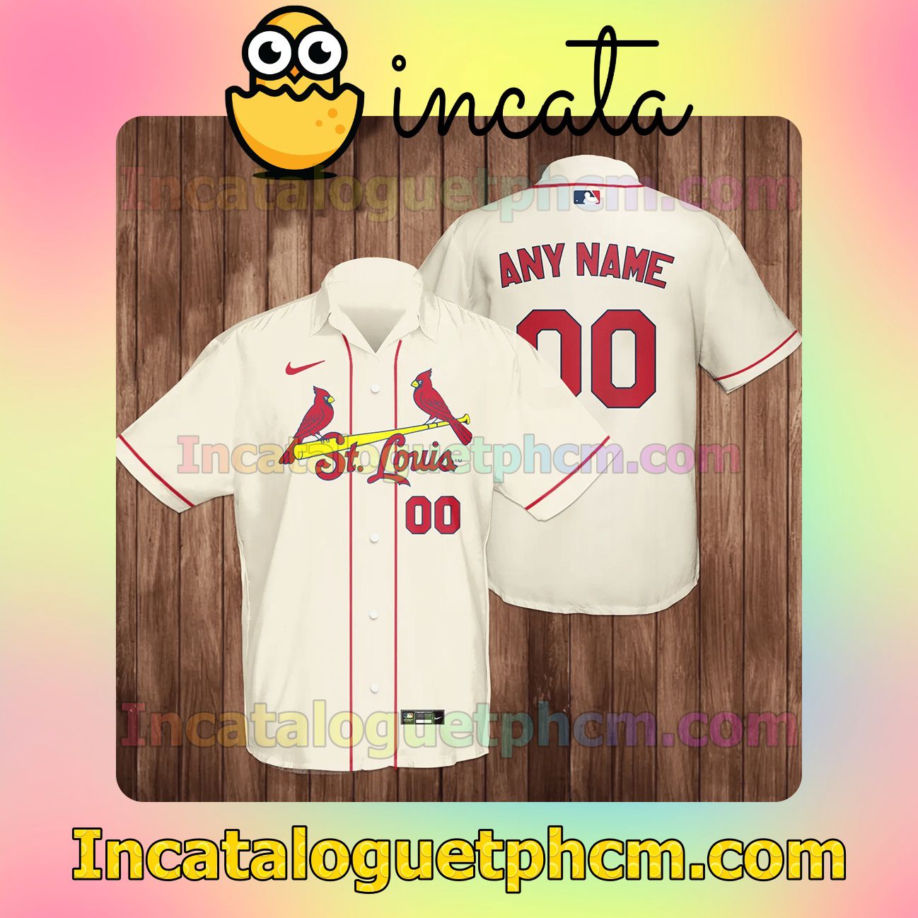 Personalized St. Louis Cardinals Baseball Button Shirt And Swim Trunk