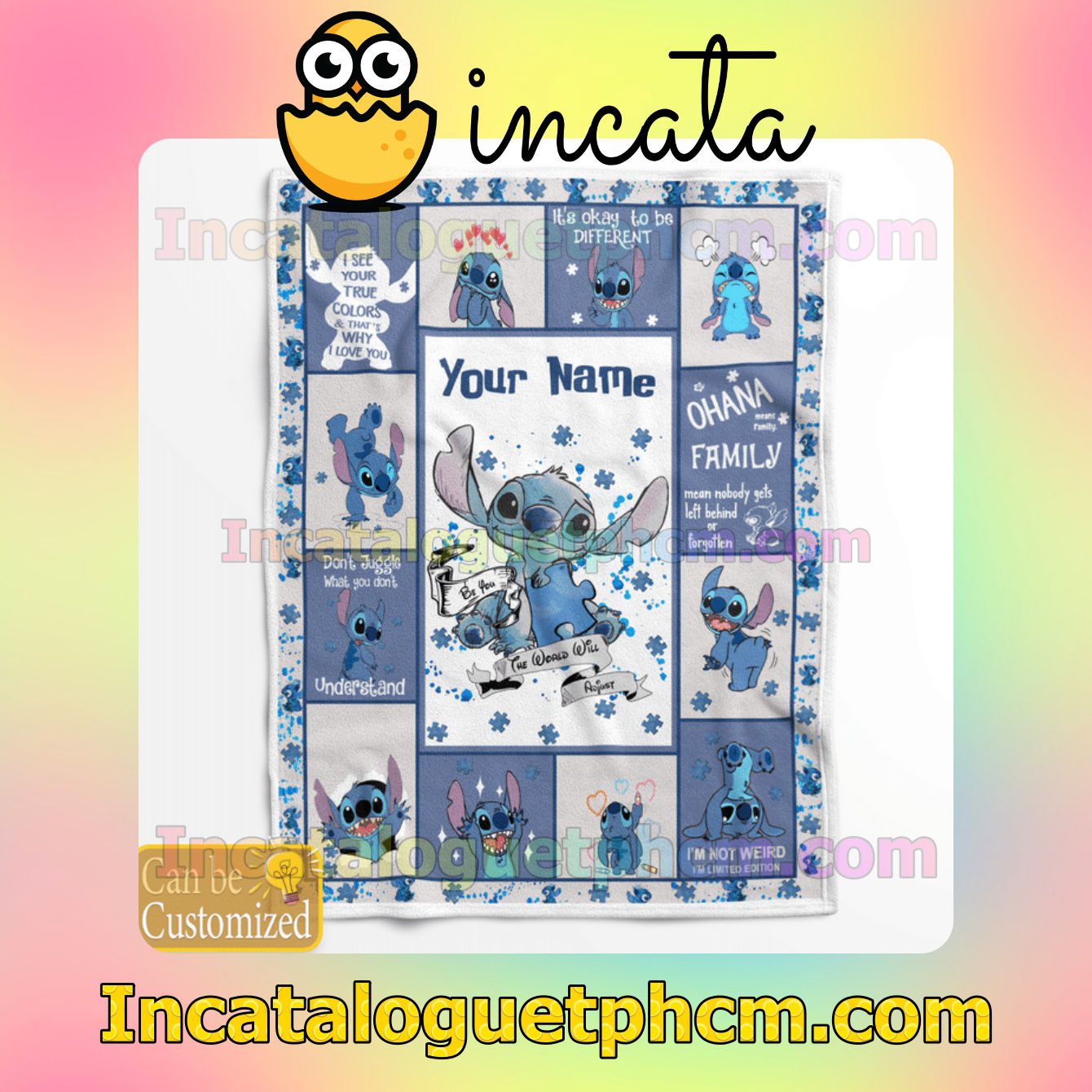 Vibrant Personalized Stitch Autism Be You The World Will Adjust Gift Mom Dad Blankets
