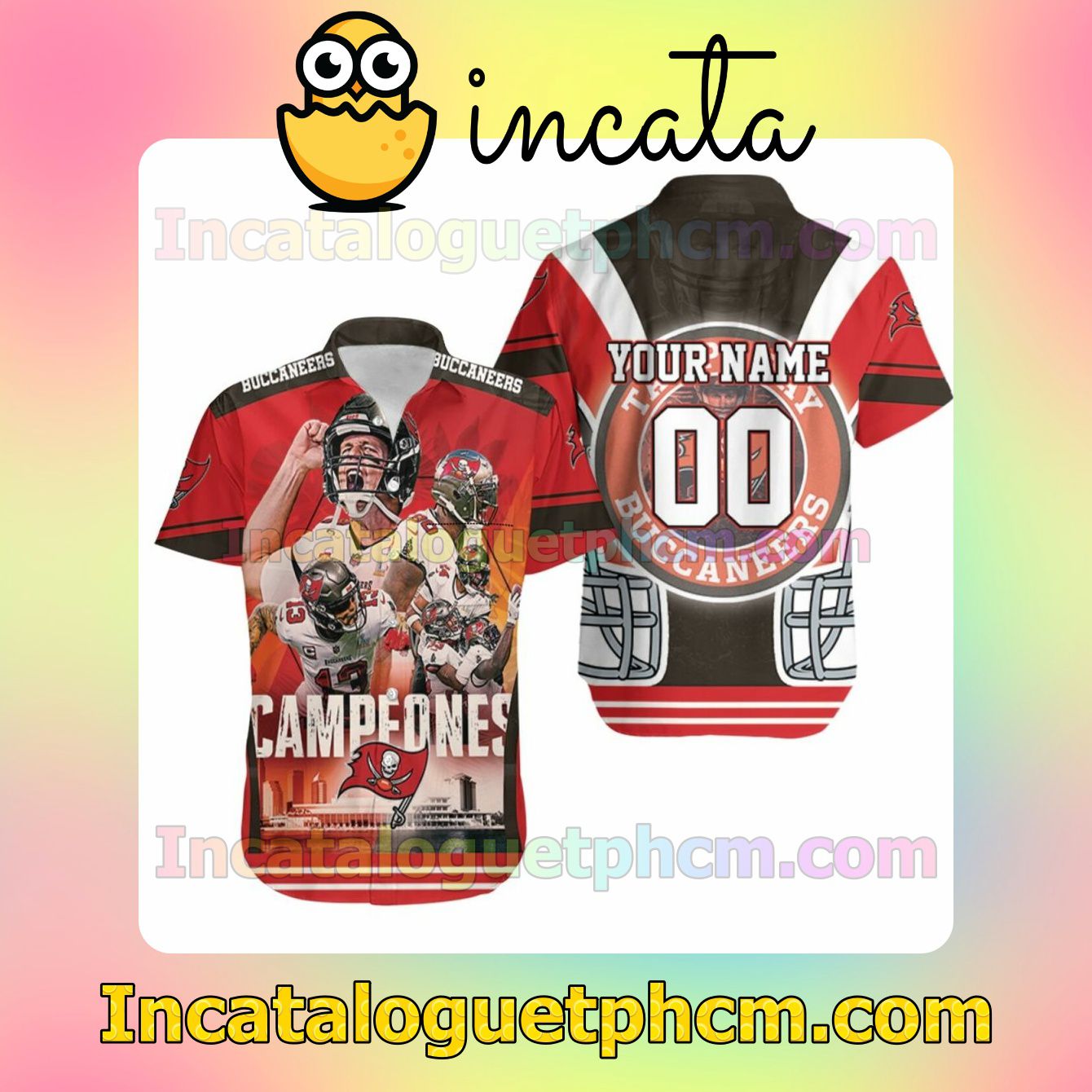 Personalized Tampa Bay Buccaneers 2021 Super Bowl Champions Campeones Custom Short Sleeve Shirt