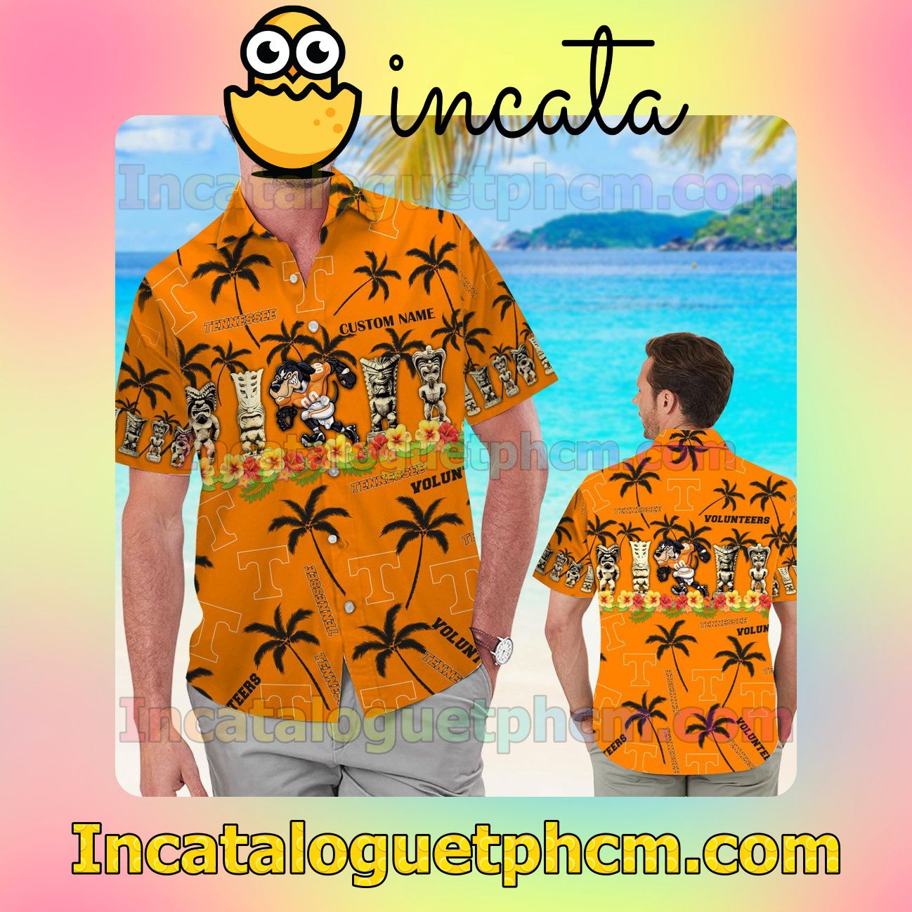 Personalized Tennessee Volunteers Beach Vacation Shirt, Swim Shorts