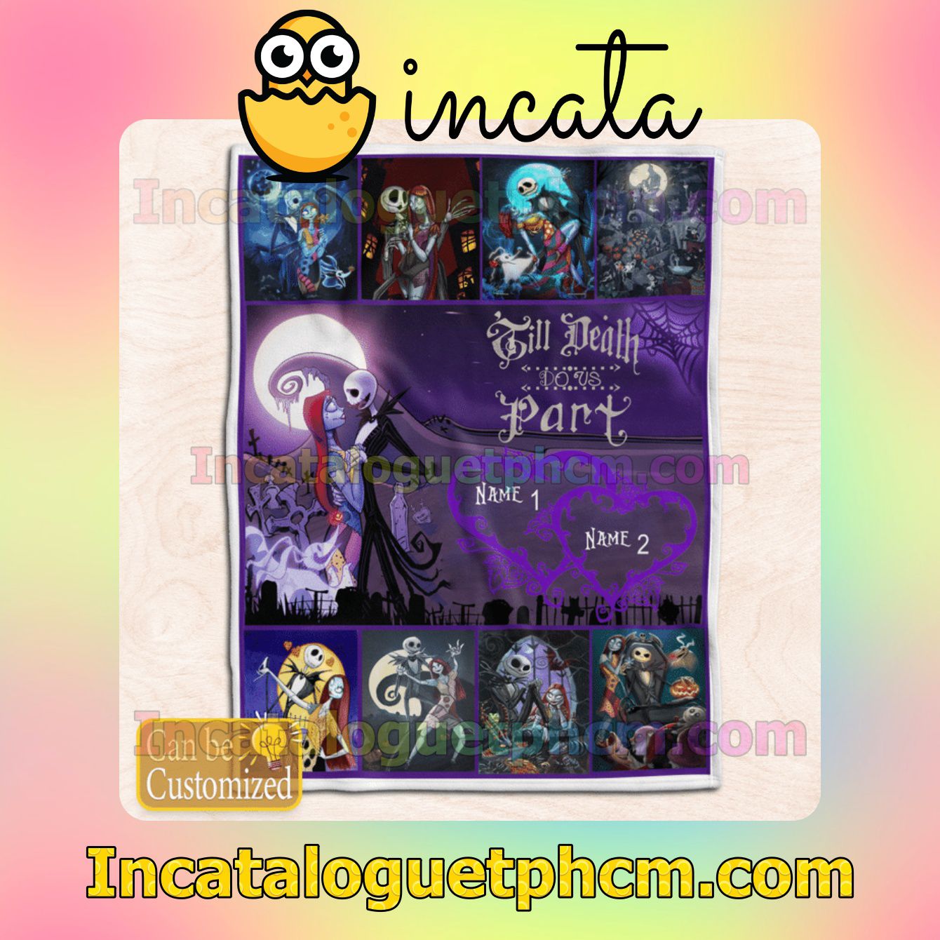 Hot Personalized The Nightmare Before Christmas Till Death Do Us Part Gift Mom Dad Blankets
