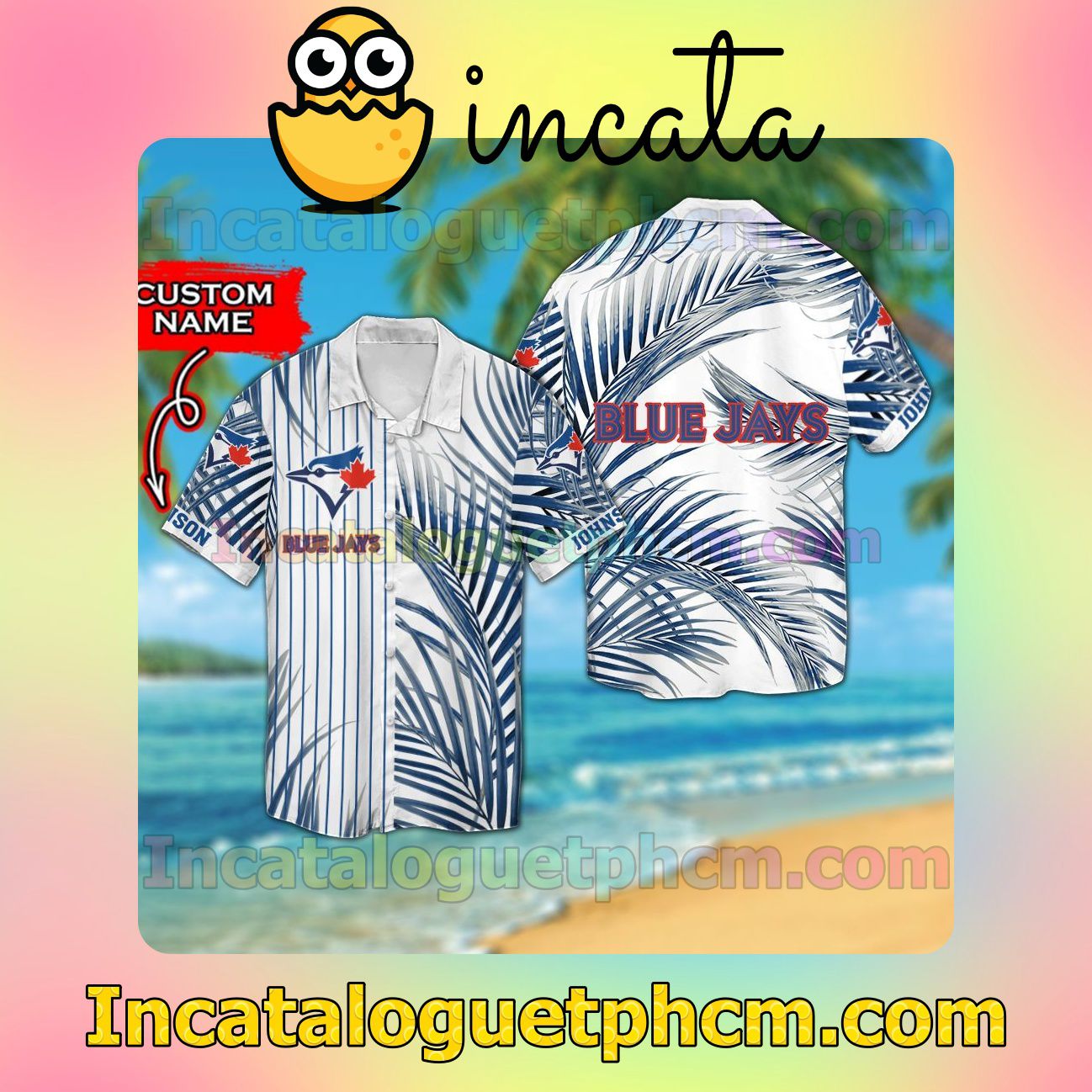 Personalized Toronto Blue Jays Beach Vacation Shirt, Swim Shorts