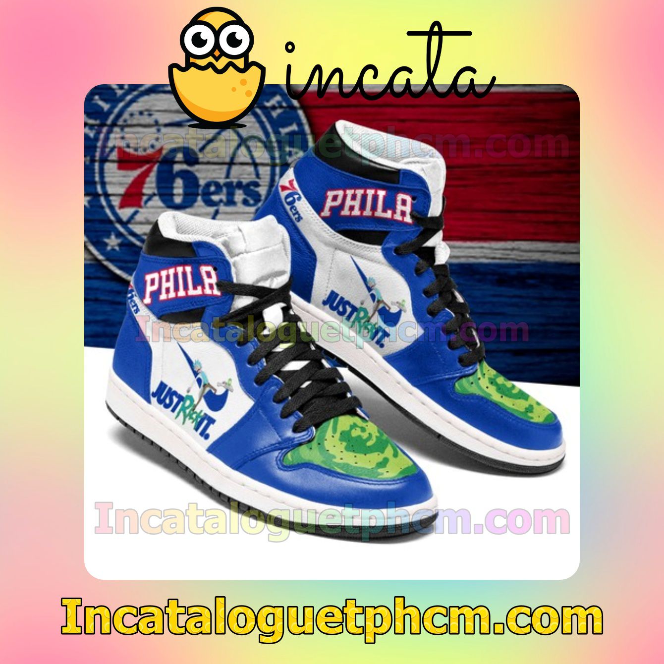 Philadelphia 76ers NBA Rick And Morty 1s Air Jordan 1 Inspired Shoes